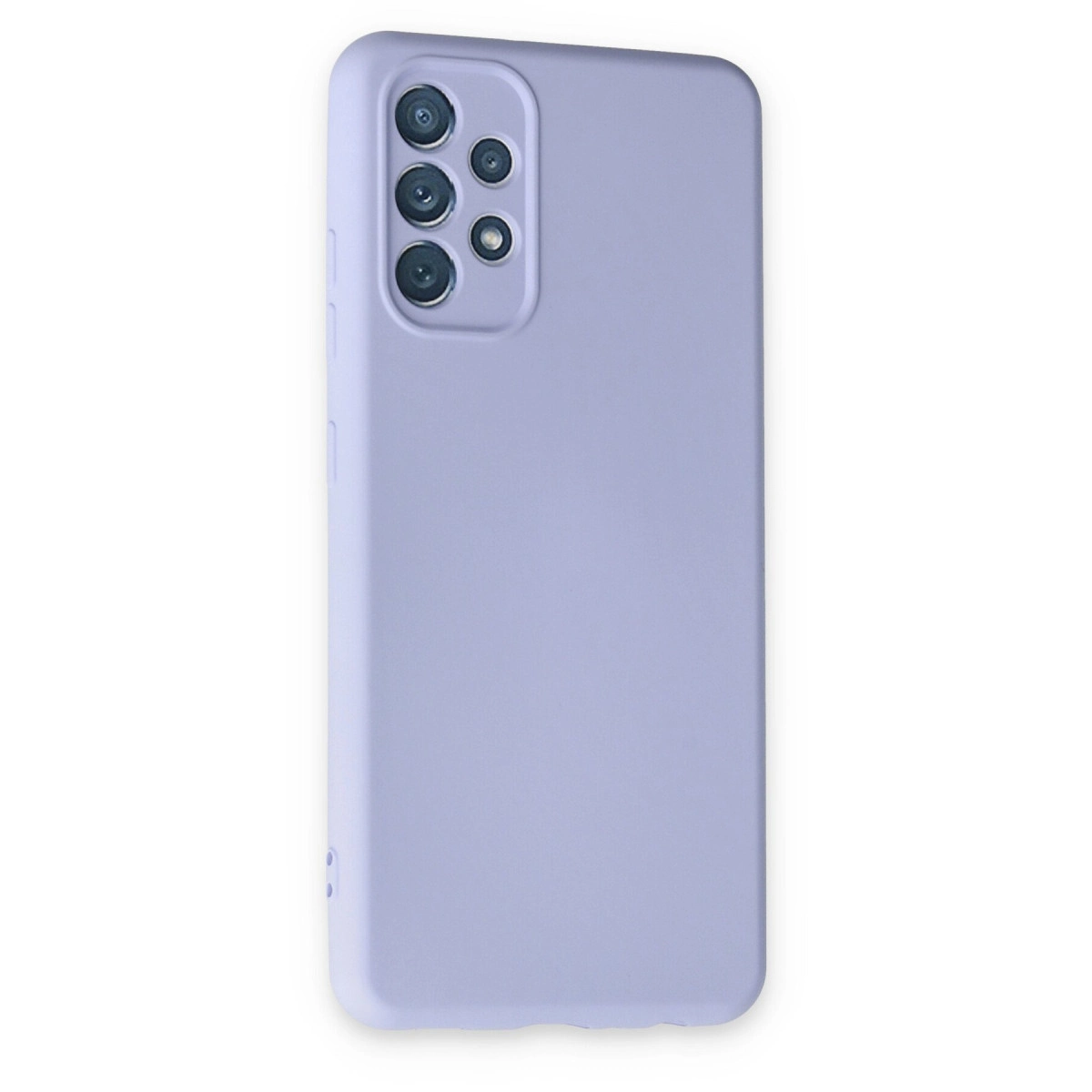 Beş lensli kare kamera modülüne sahip mor telefon kılıfı.