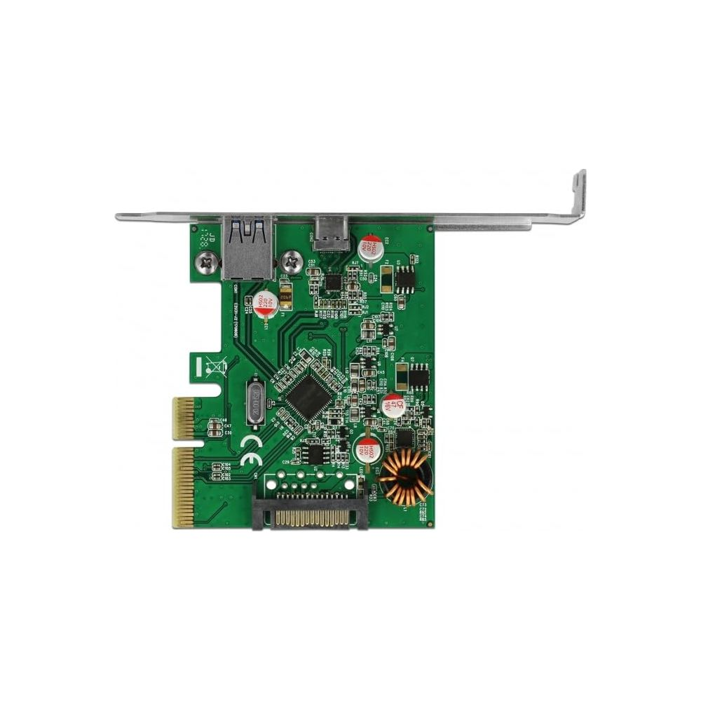 Eine grüne Leiterplatte mit USB-Anschlüssen und elektronischen Bauteilen.