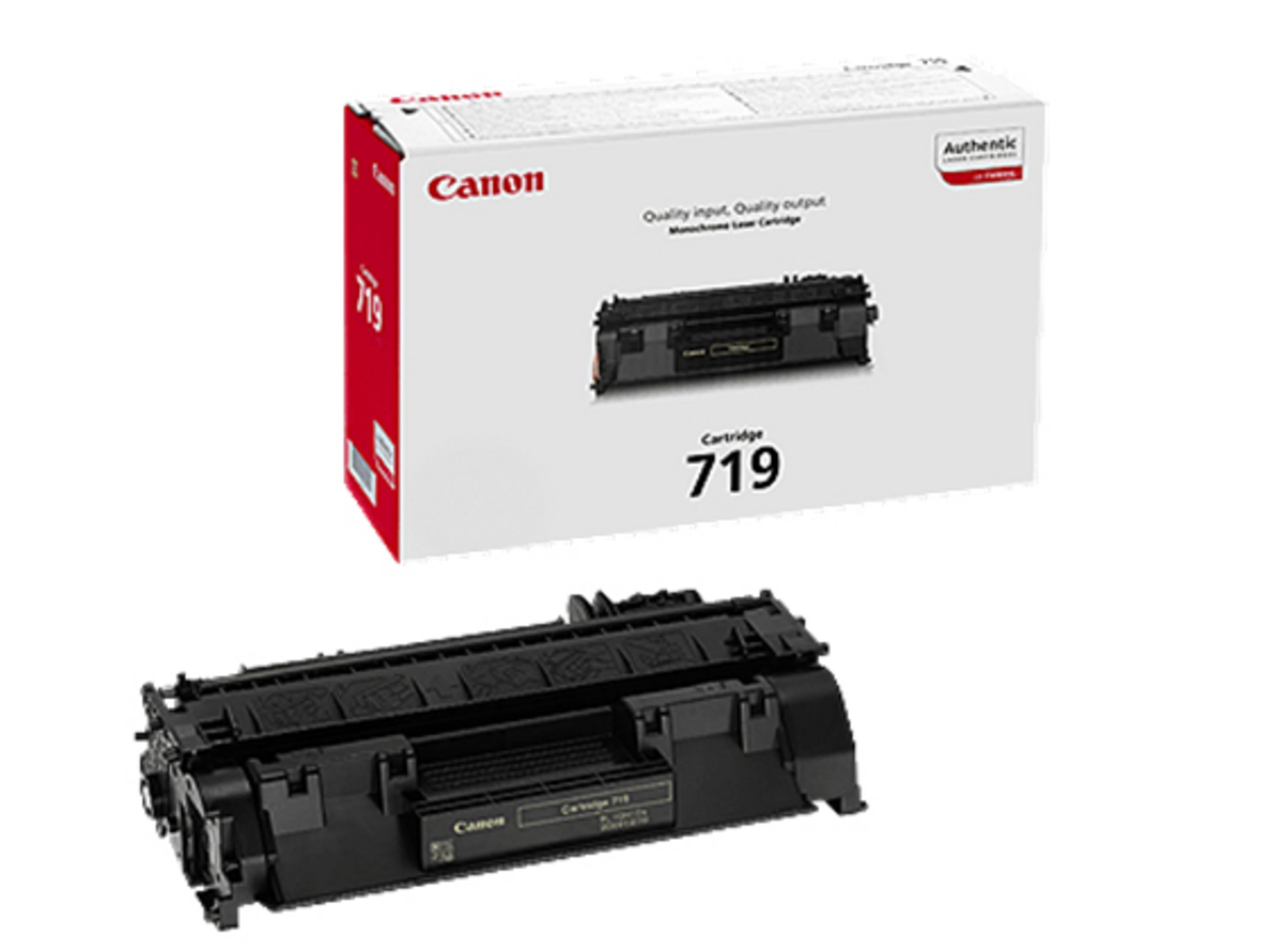 Canon 719 Tonerkartusche in Verpackung und einzeln.