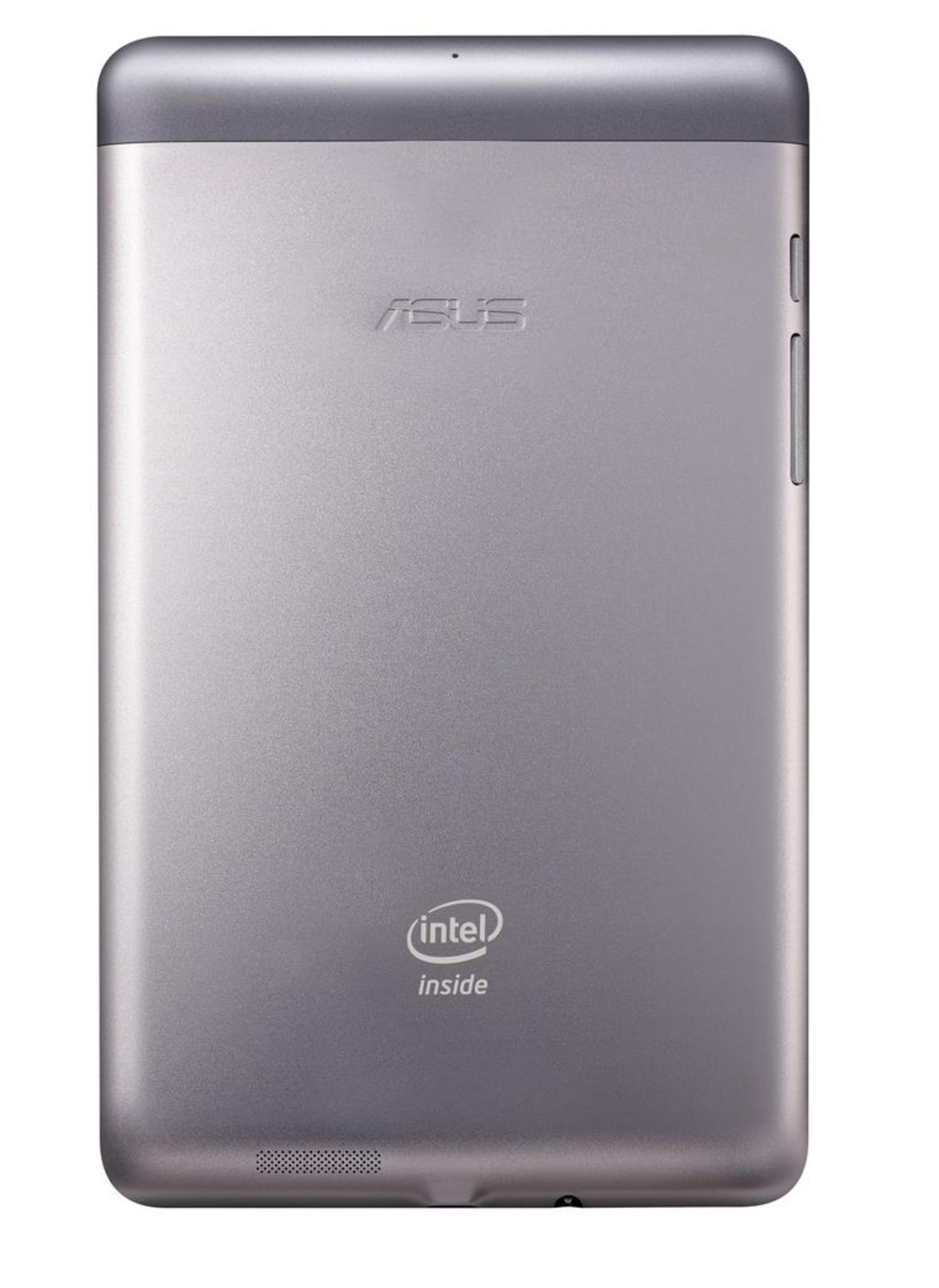 Rückseite eines grauen Tablets mit ASUS- und Intel Inside-Logo.