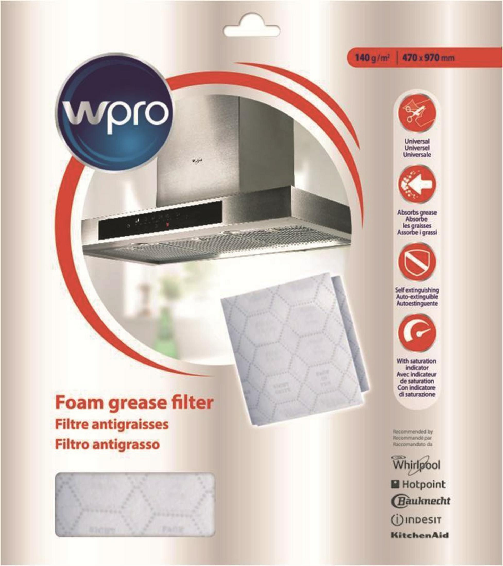 Filtro antigrasso Wpro per cappe con indicatore di saturazione. Misura 140g/m².