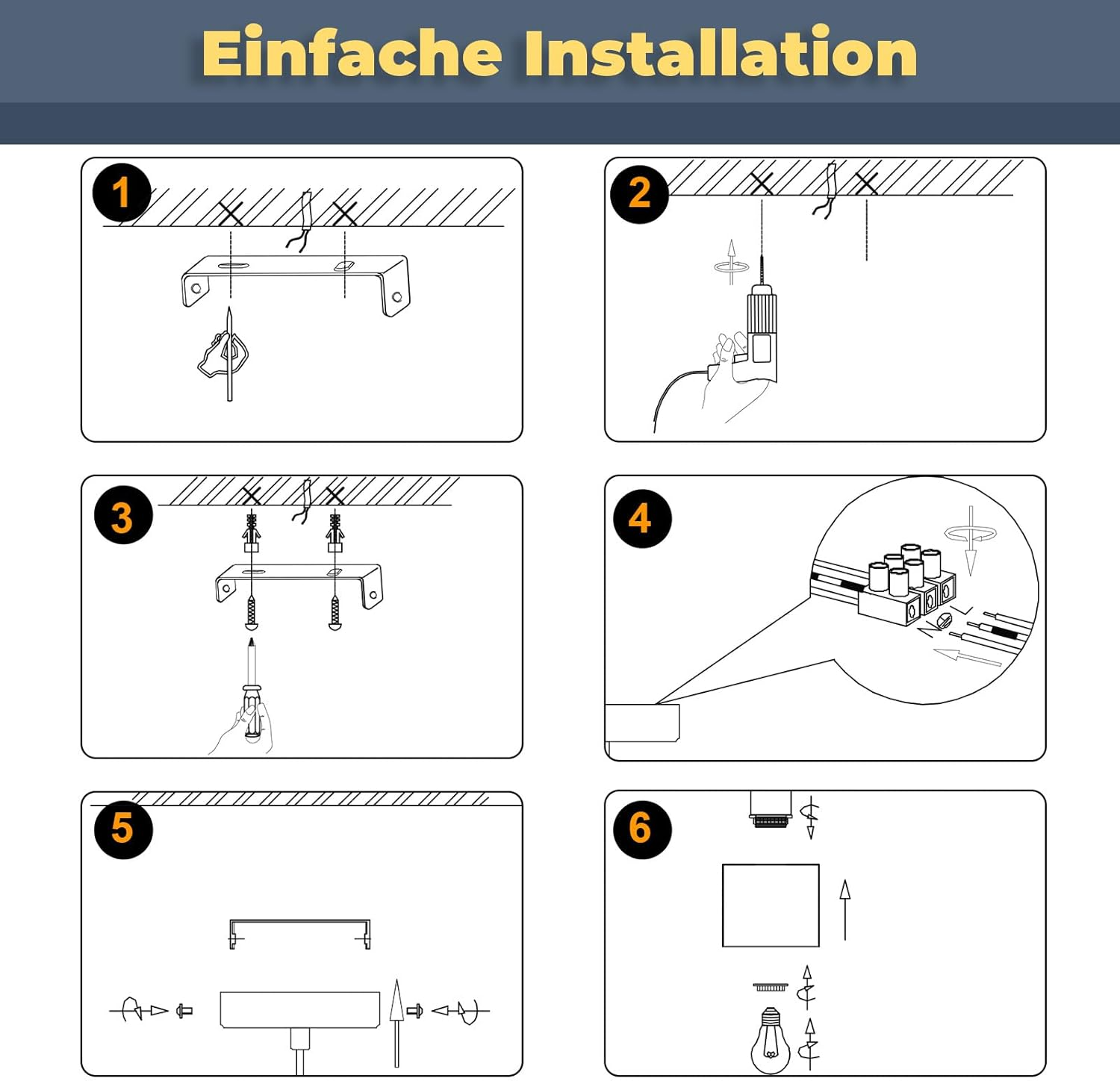 Schritt-für-Schritt-Anleitung zur einfachen Installation von Lampen.