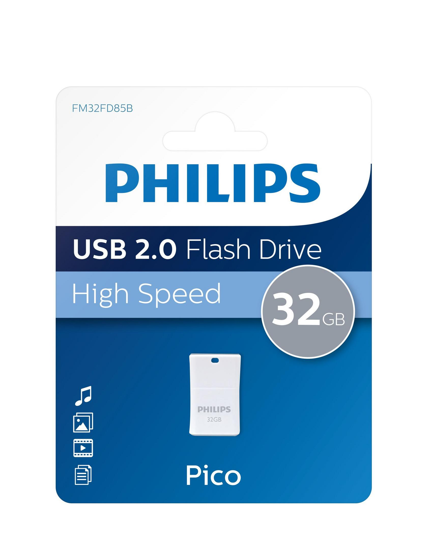 Chiavetta USB Philips Pico 2.0, 32GB, Alta Velocità.