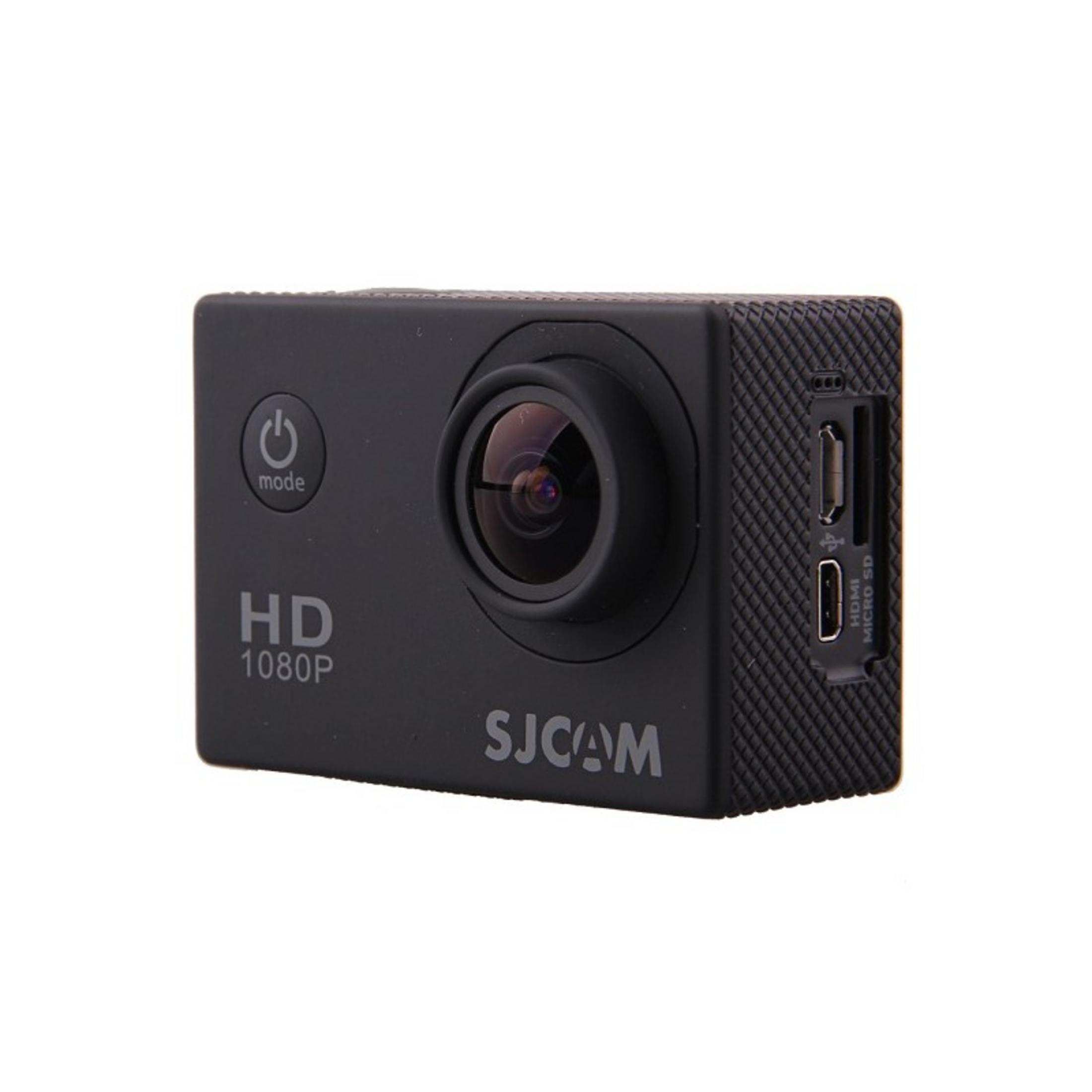 Eine schwarze Action-Kamera mit SJCAM-Logo und HD 1080P-Aufschrift.