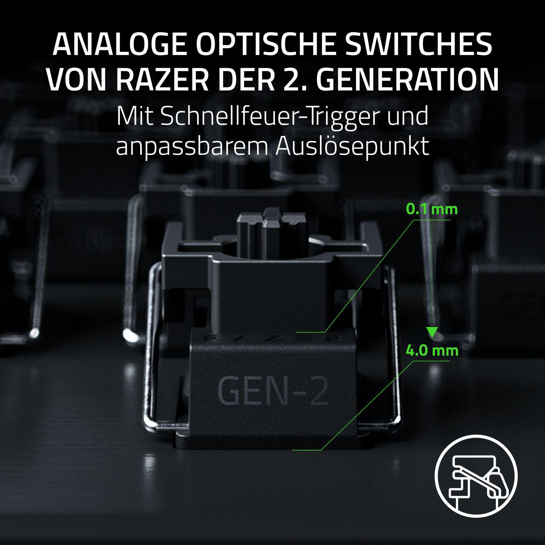 Razer Gen-2 optischer Schalter mit 0,1 mm Auslöseweg.