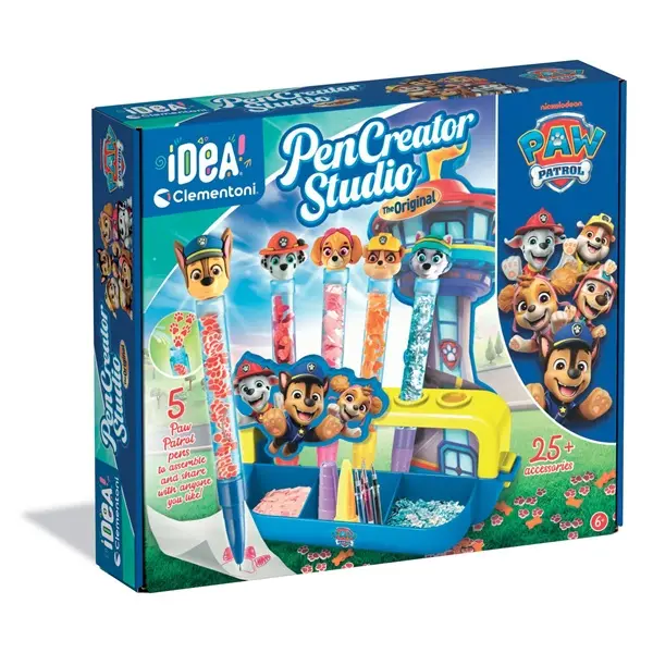 Pudełko Paw Patrol Pen Creator Studio z długopisami, akcesoriami i wieżą Rydera.