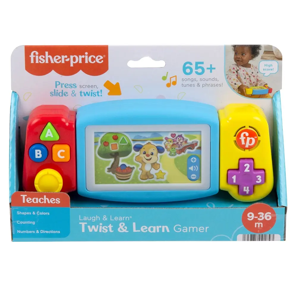 Juguete Fisher-Price Gamer: rojo, azul, amarillo con botones y pantalla.