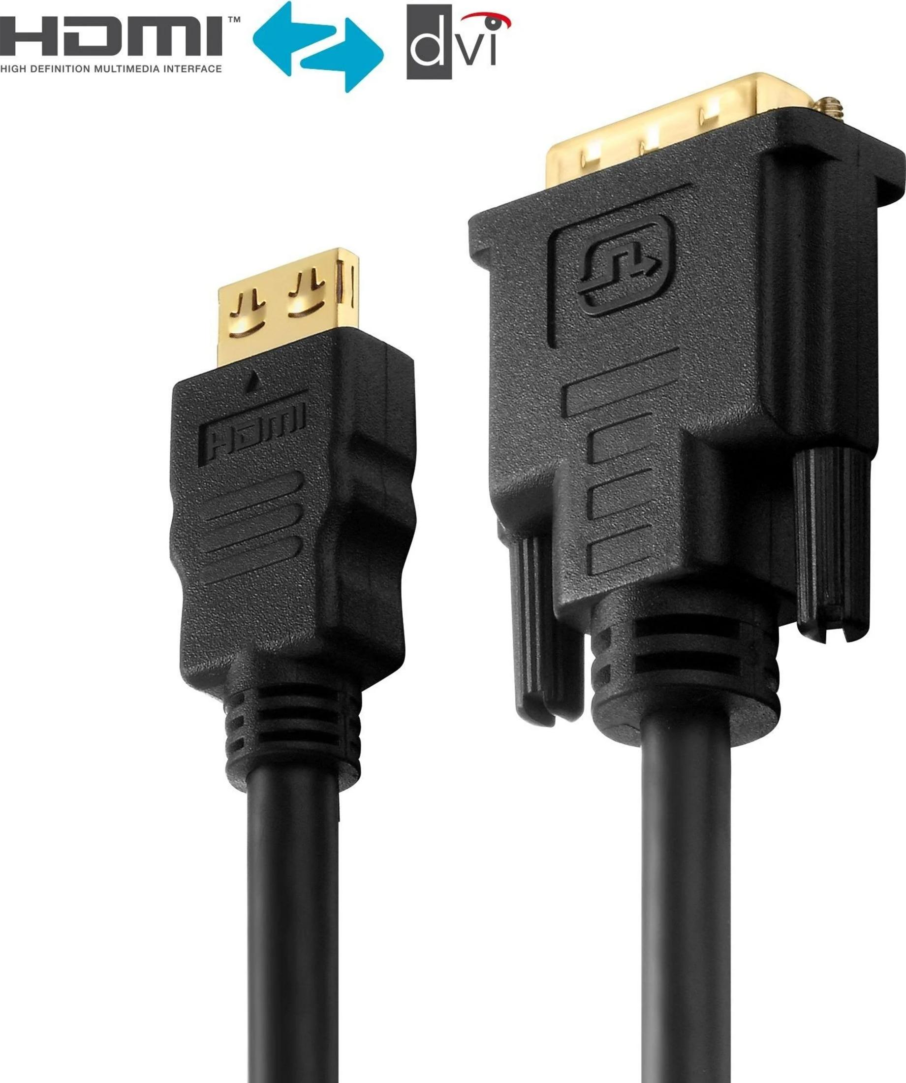 Ein HDMI- und ein DVI-Stecker nebeneinander auf weißem Hintergrund.