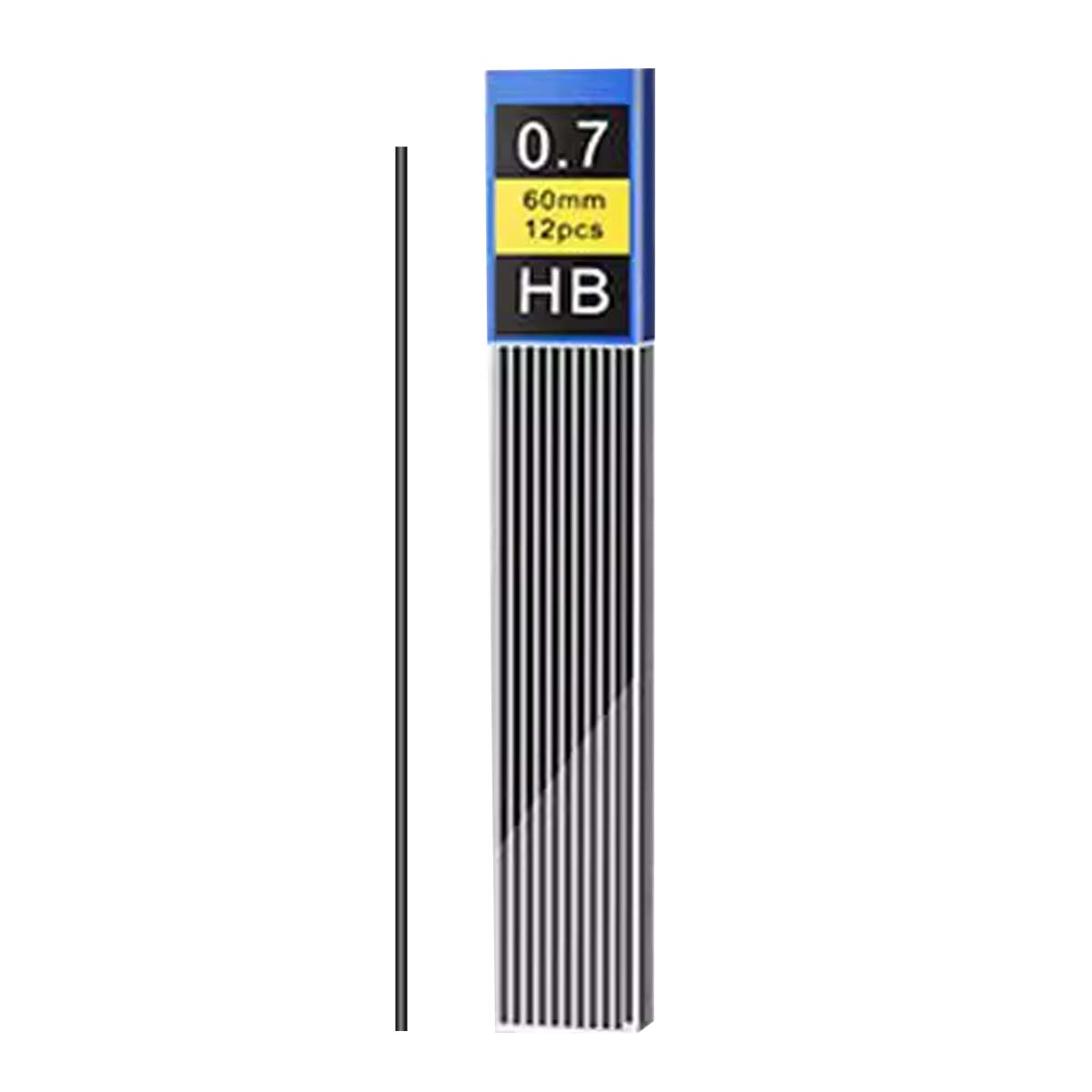 Packung mit 12 Bleistiftminen 0,7 mm HB, 60 mm lang.