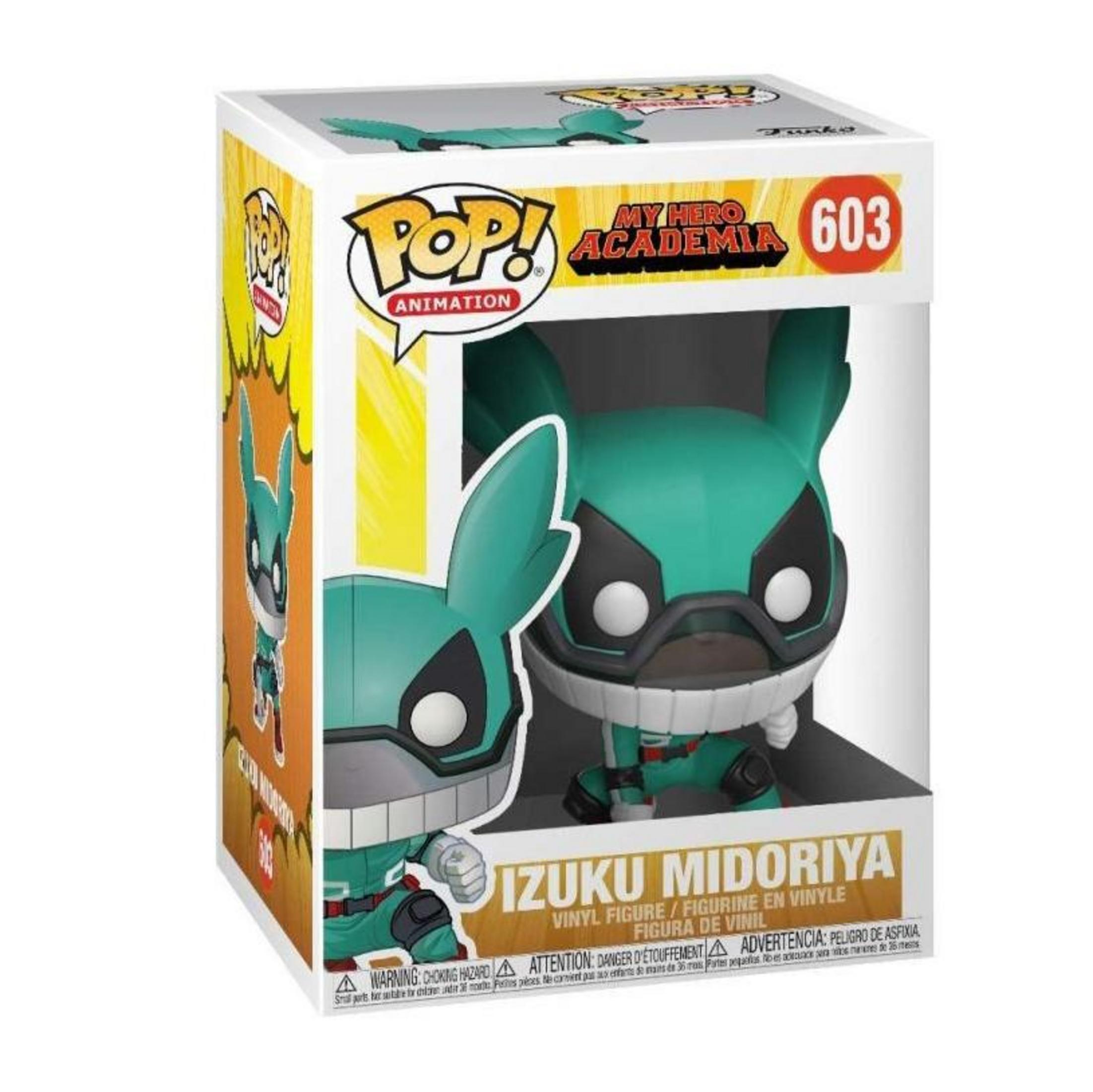 Figura Funko Pop! de Izuku Midoriya de My Hero Academia, n.º 603, con atuendo verde.