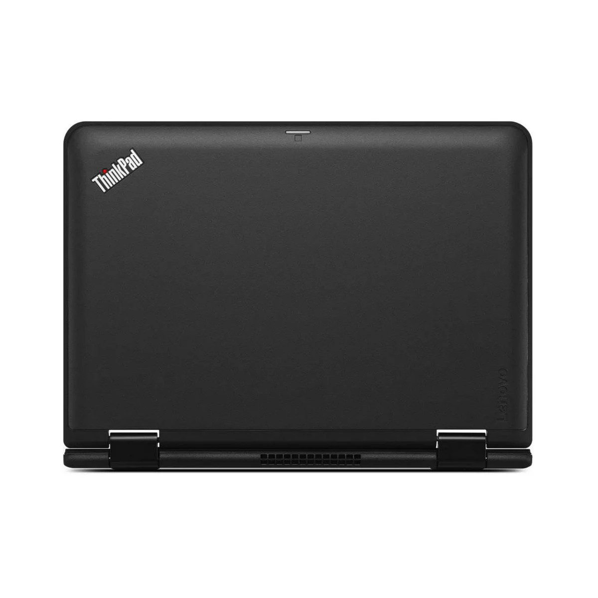 Geschlossener schwarzer Lenovo ThinkPad Laptop mit ThinkPad-Logo.