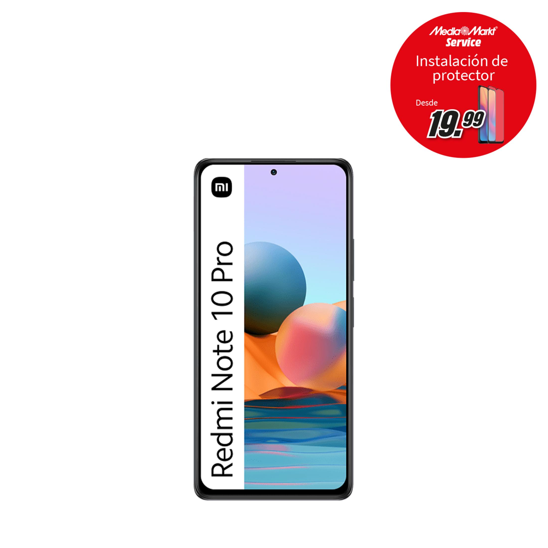 Uno smartphone con testo Redmi Note 10 Pro e un cartello rosso.