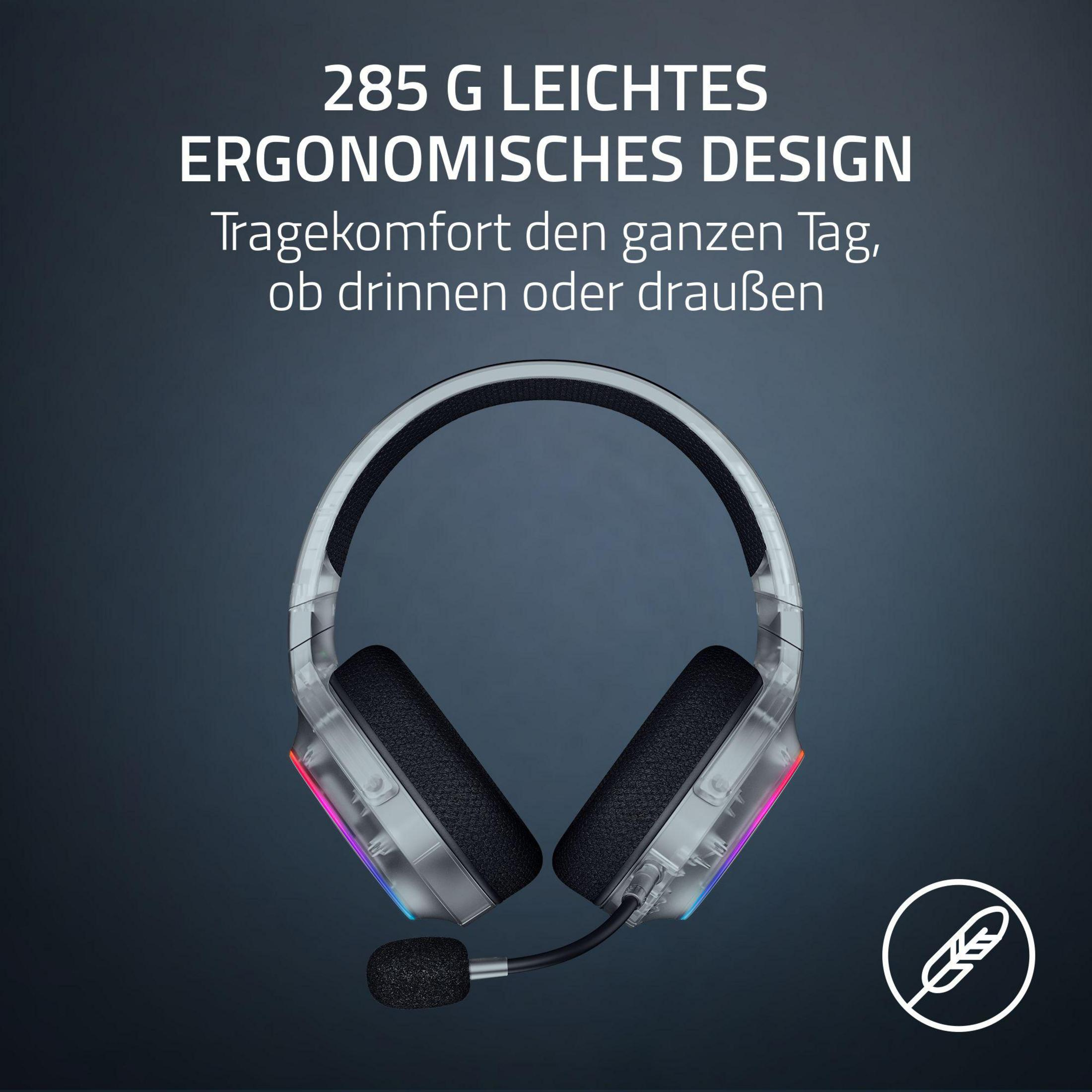 Cuffie leggere e trasparenti con microfono e illuminazione RGB.