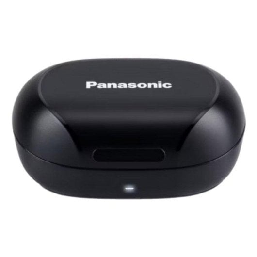 Schwarzes Panasonic Ladecase für Kopfhörer mit schmalem Schlitz und Ladeanzeige.