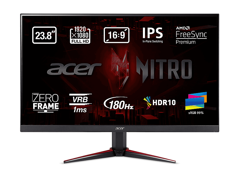 Monitor gaming | ACER NITRO VG240YS3 24P/FHD/180HZ/2MS/DP/HDMI, 23
