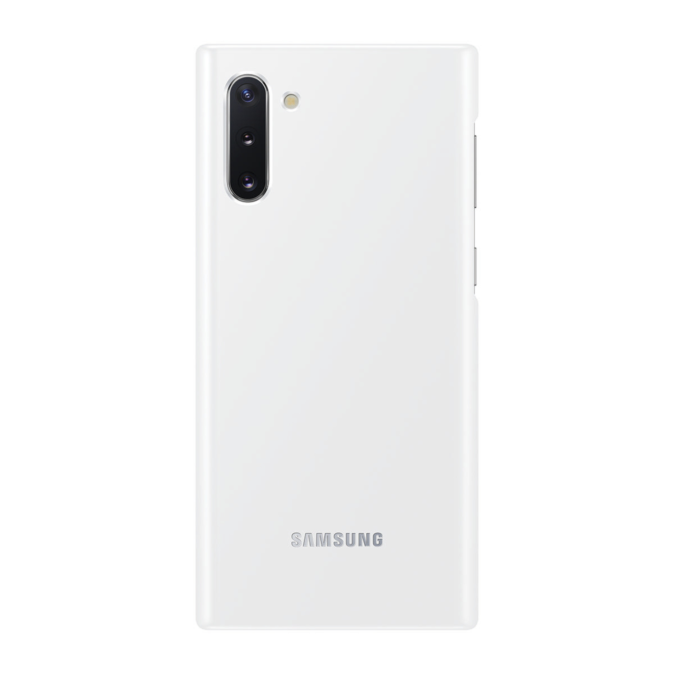 Retro di uno smartphone Samsung bianco con array di fotocamere e logo.