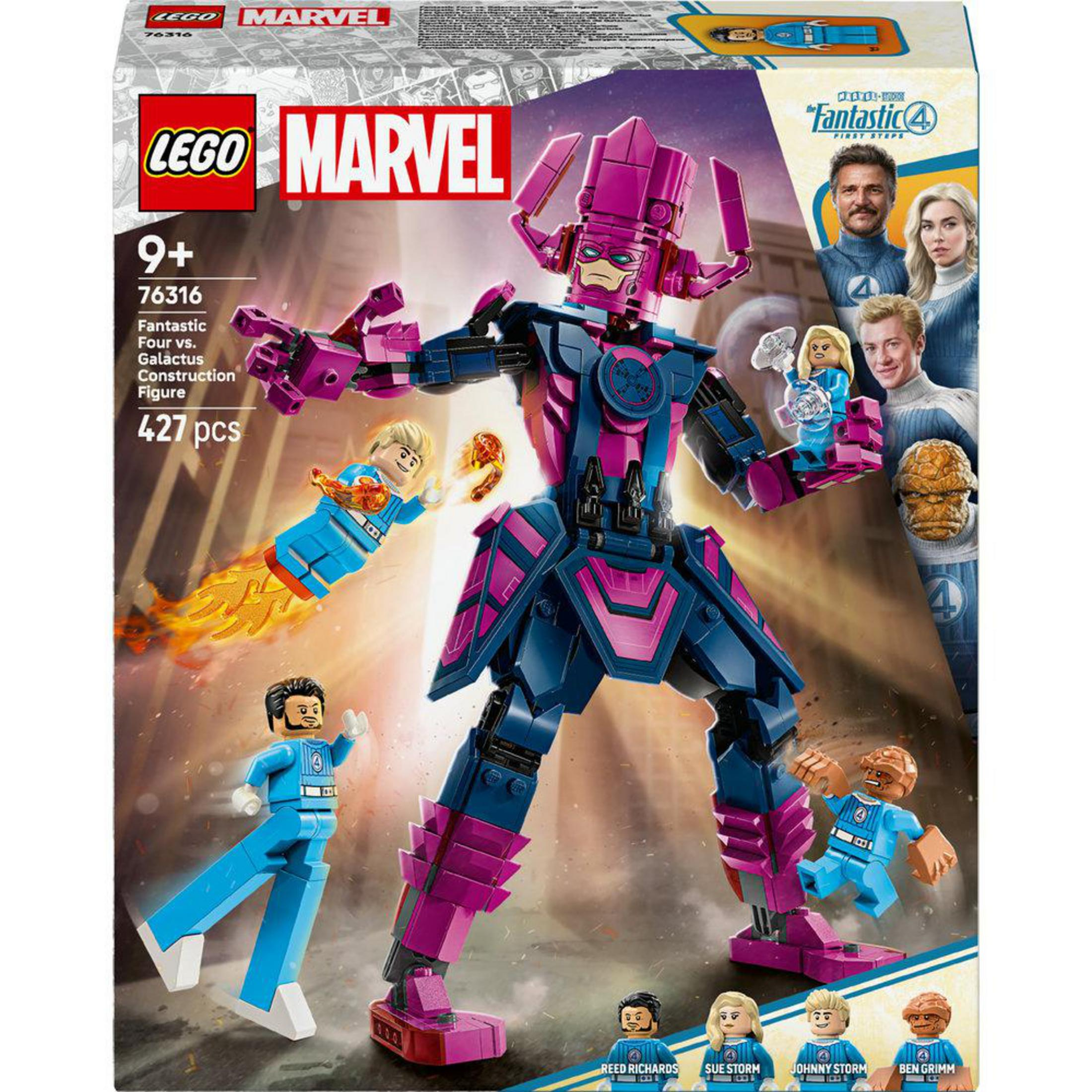 Zestaw LEGO Marvel z Galactusem i figurkami Fantastycznej Czwórki.