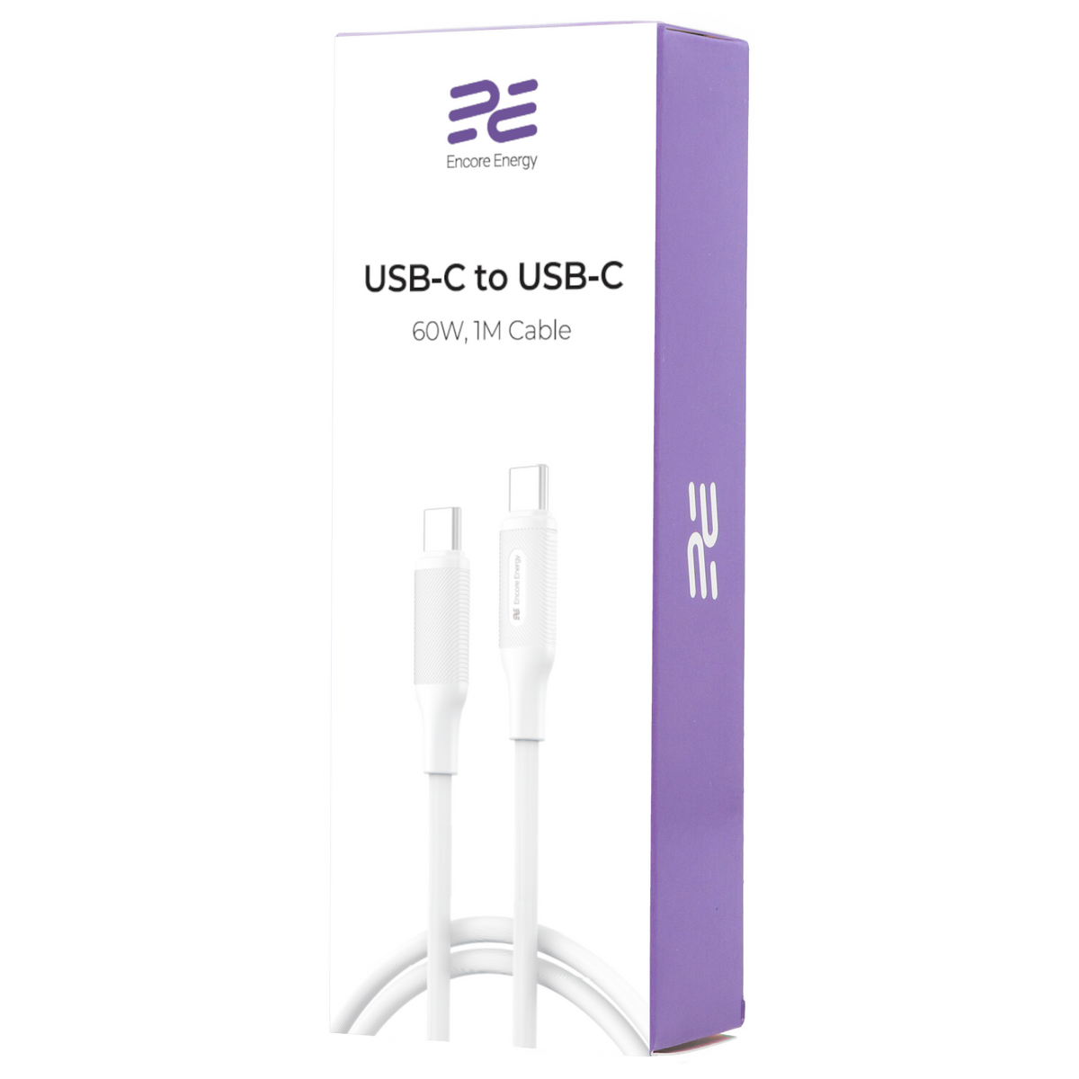 Pudełko białego kabla USB-C do USB-C, 60W, 1m.