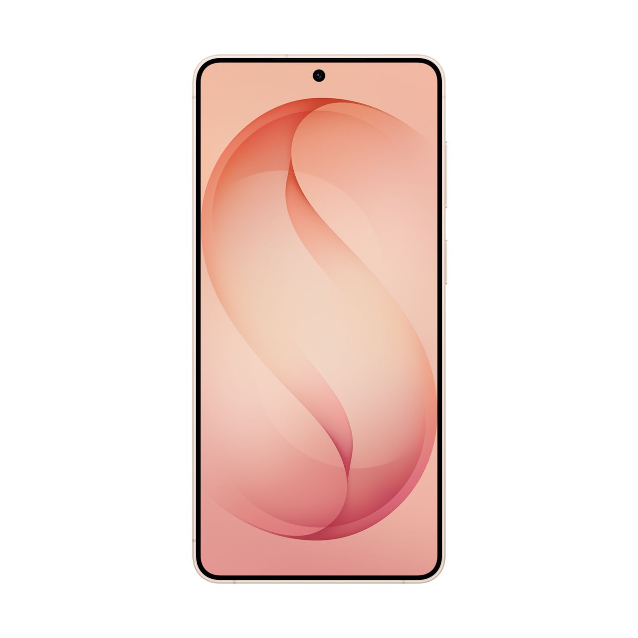 Uno smartphone moderno con uno sfondo astratto rosa e una singola fotocamera anteriore.