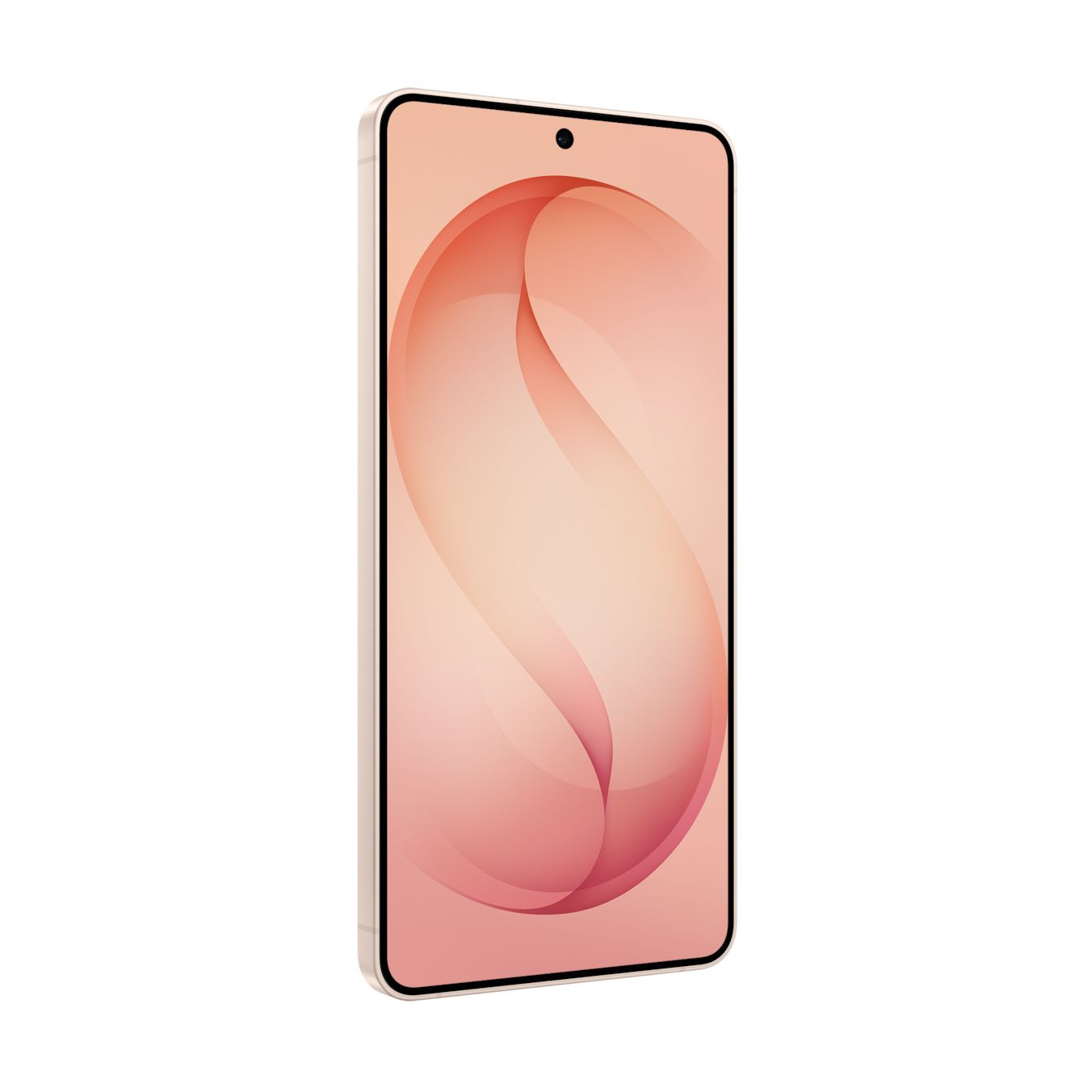 Uno smartphone elegante con uno sfondo rosa ondulato.