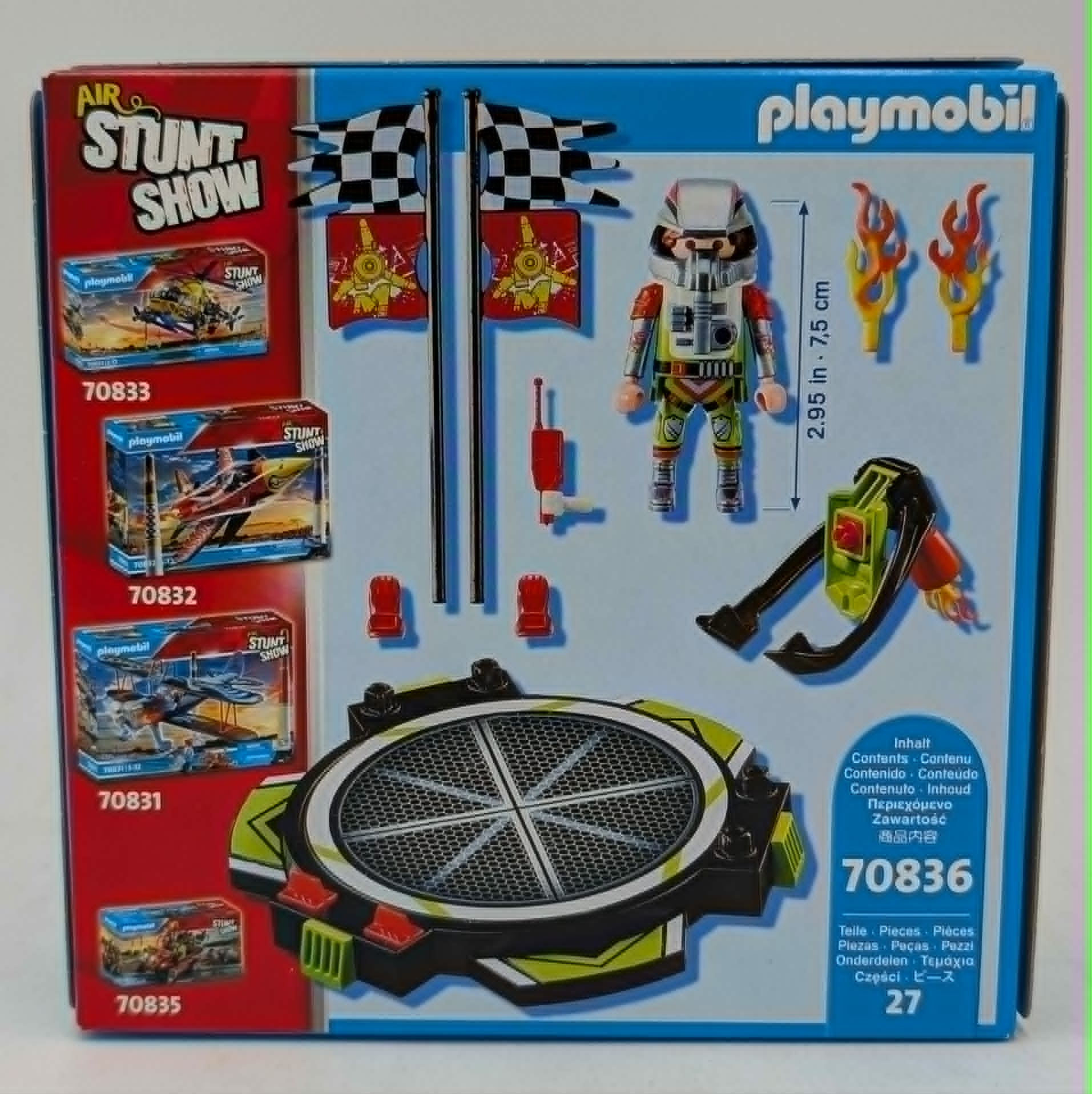 Playmobil Stunt Show Box mit Figur, Rampen, Flaggen, Flugzeugen und Zubehör.