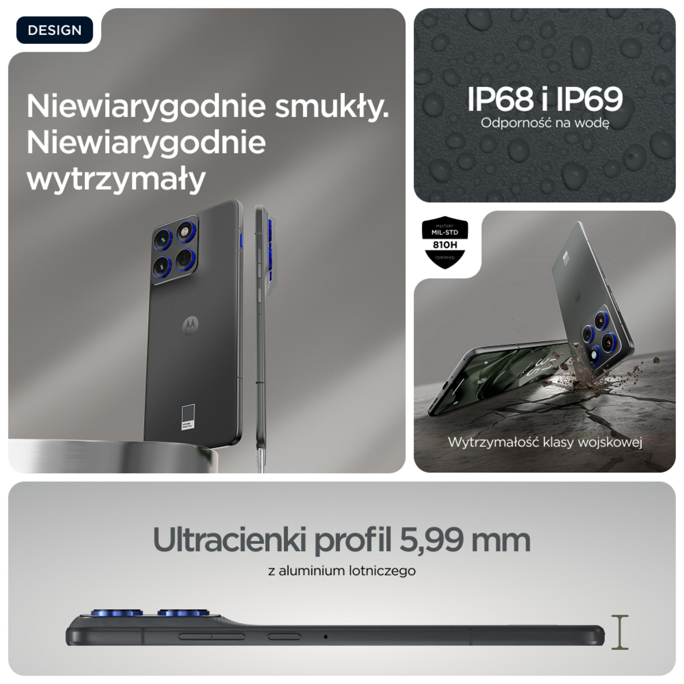 Uno smartphone sottile e resistente con robustezza di grado militare e resistenza all'acqua IP68/IP69.