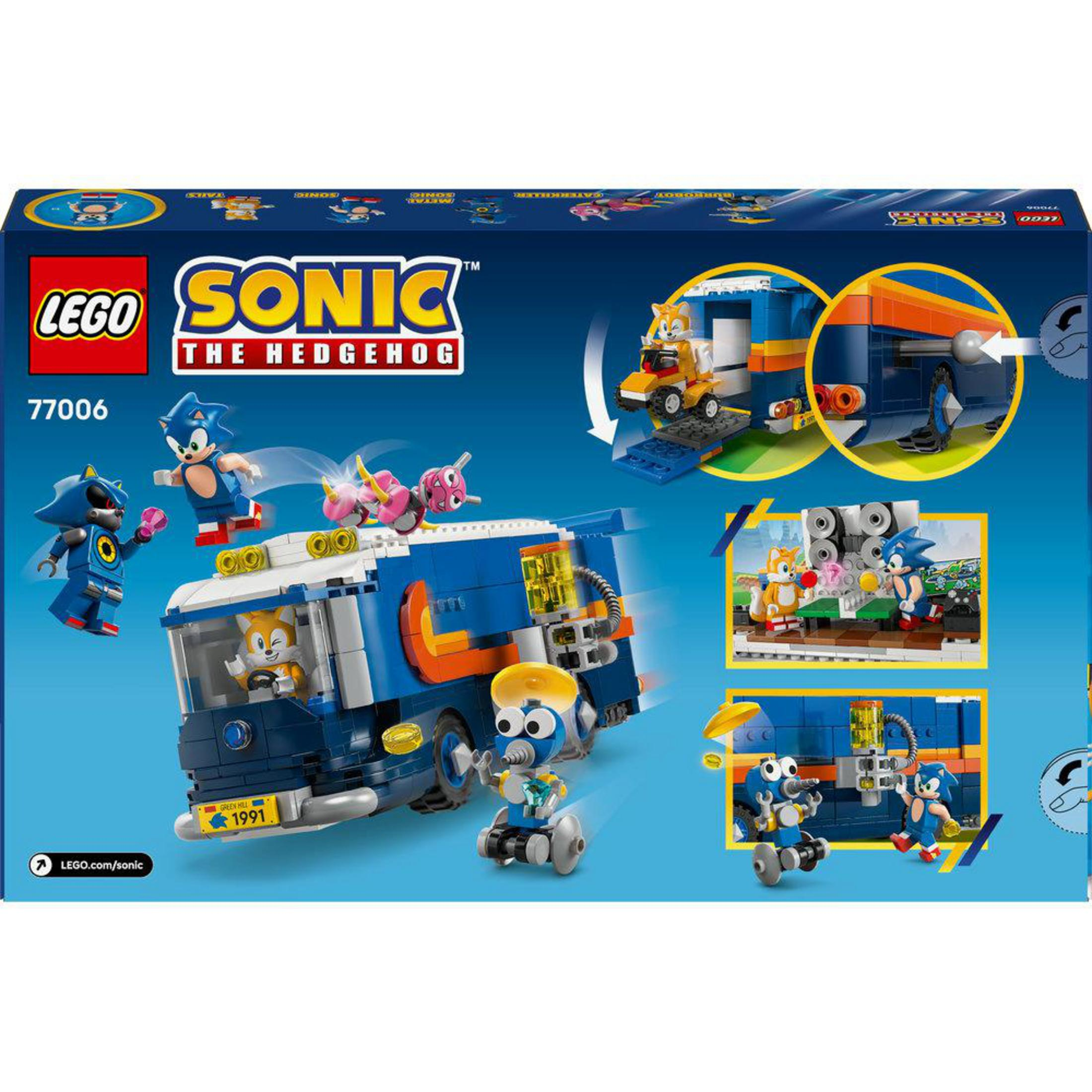 Set LEGO Sonic con Sonic, Tails, Metal Sonic e un camion blu.