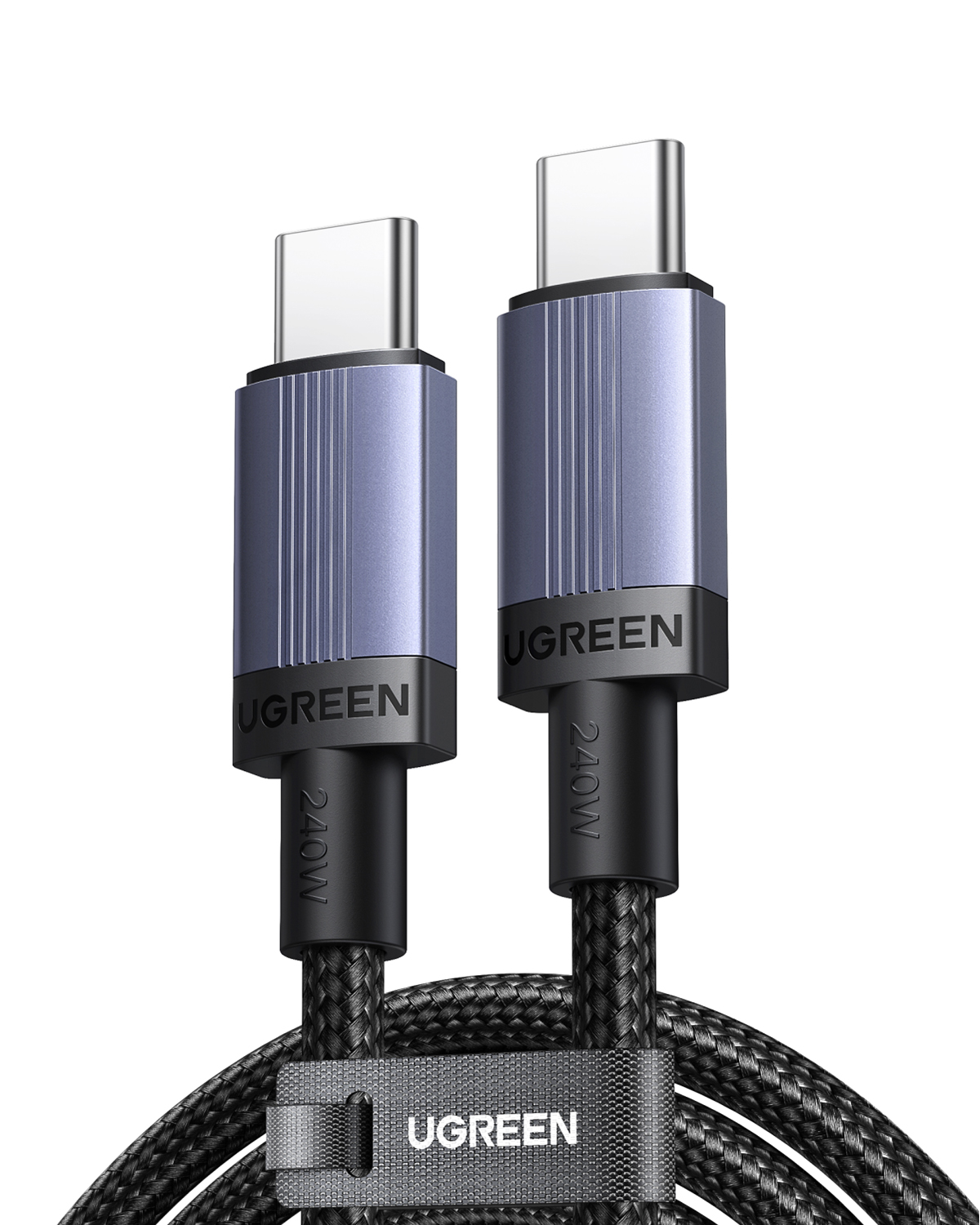 Dwa kable USB-C ze srebrnymi złączami i niebieskimi osłonami.