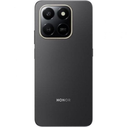 Retro di uno smartphone Honor scuro con quattro fotocamere e 108MP.