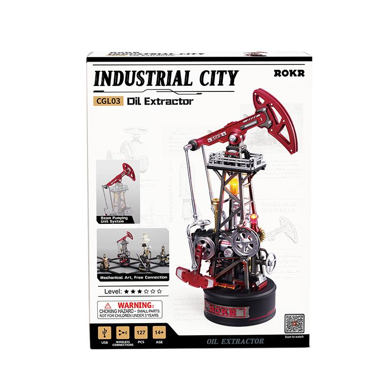 ROKR Industrial City Petrol Çıkarıcı model kutusu, kırmızı ve gümüş detaylı.