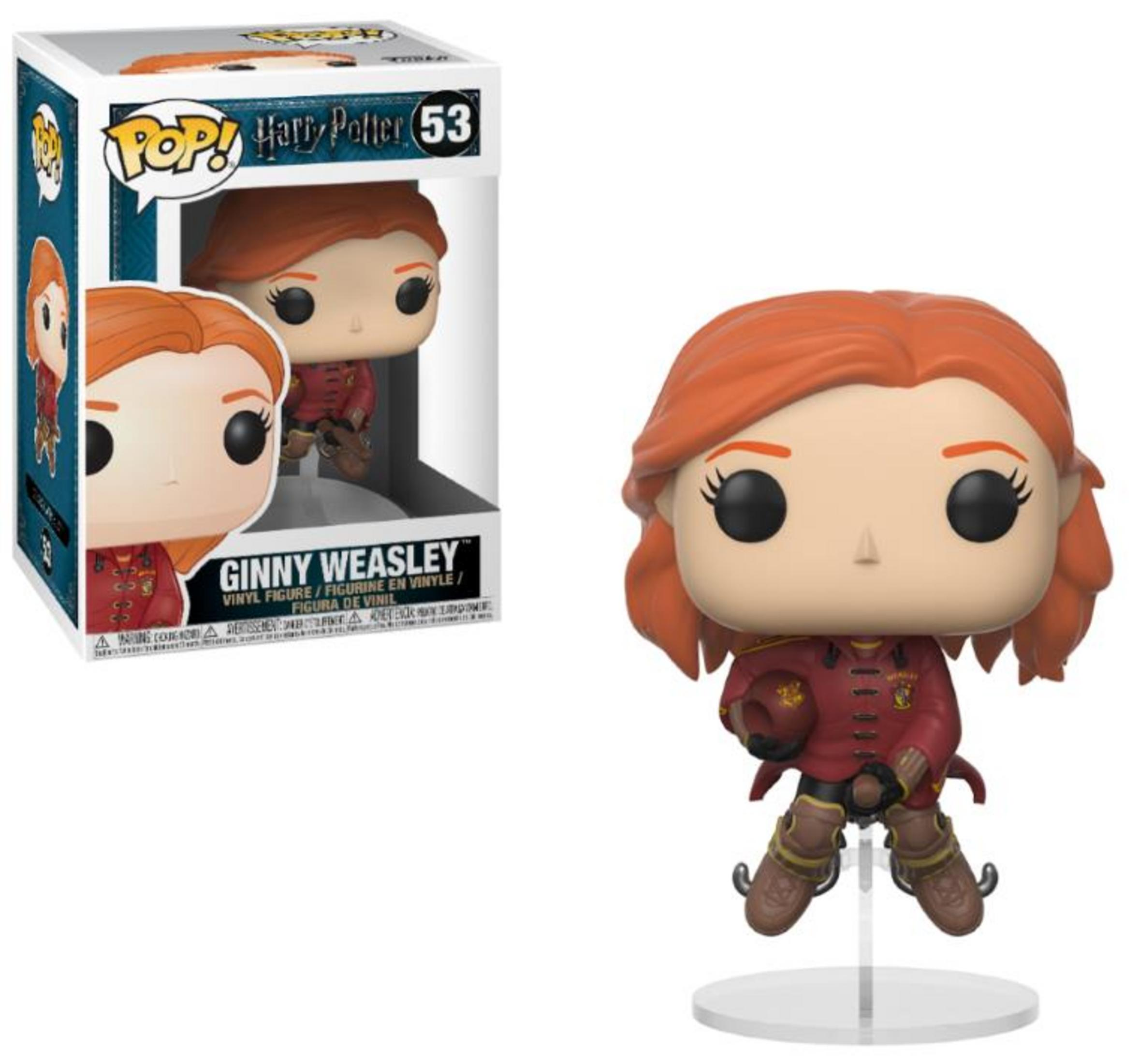 Eine Ginny Weasley Funko Pop!-Figur mit roten Haaren und einem roten Quidditch-Outfit.