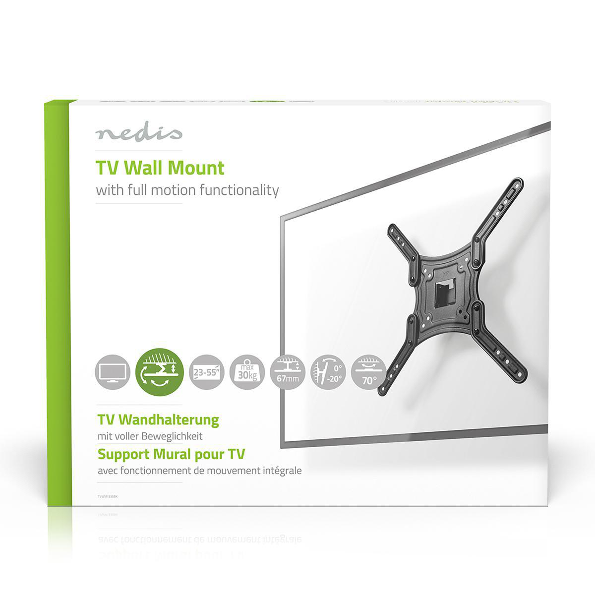Supporto da parete Nedis per TV con movimento completo per TV da 23-55 pollici, max 30 kg.