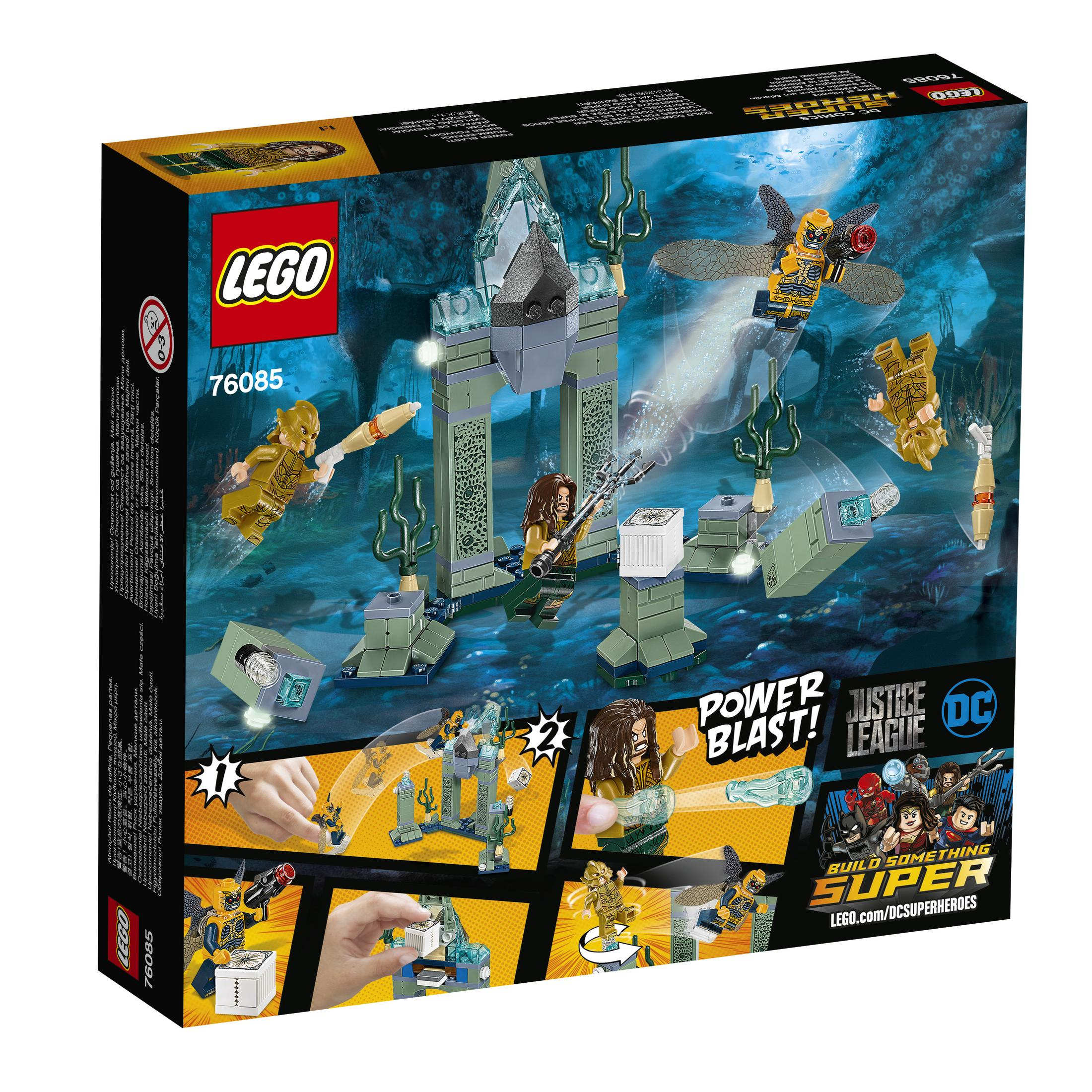 Lego Box: Aquaman battles villains in an underwater fortress.