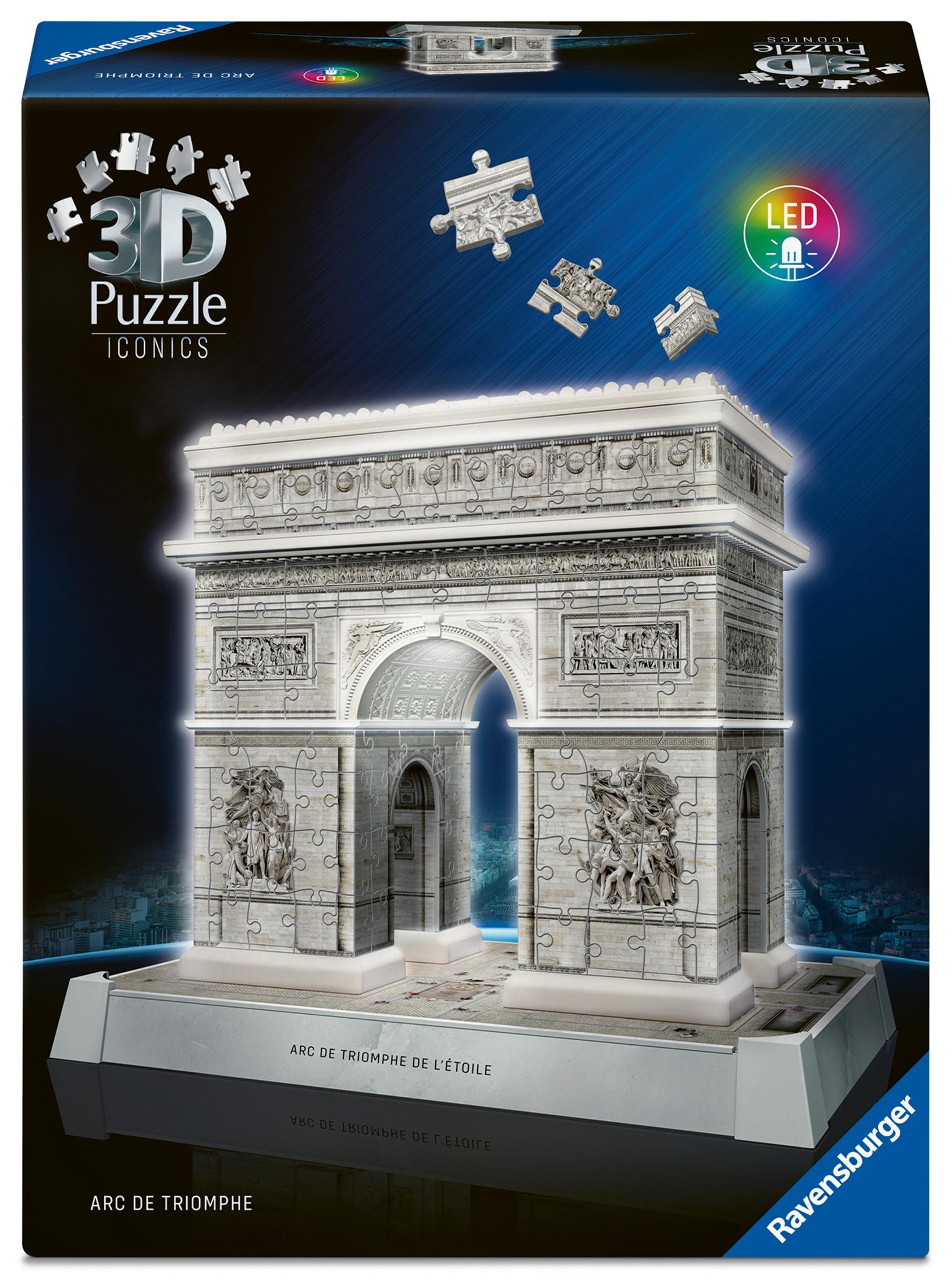 3D-Puzzle des Arc de Triomphe mit LED-Beleuchtung, Ravensburger.