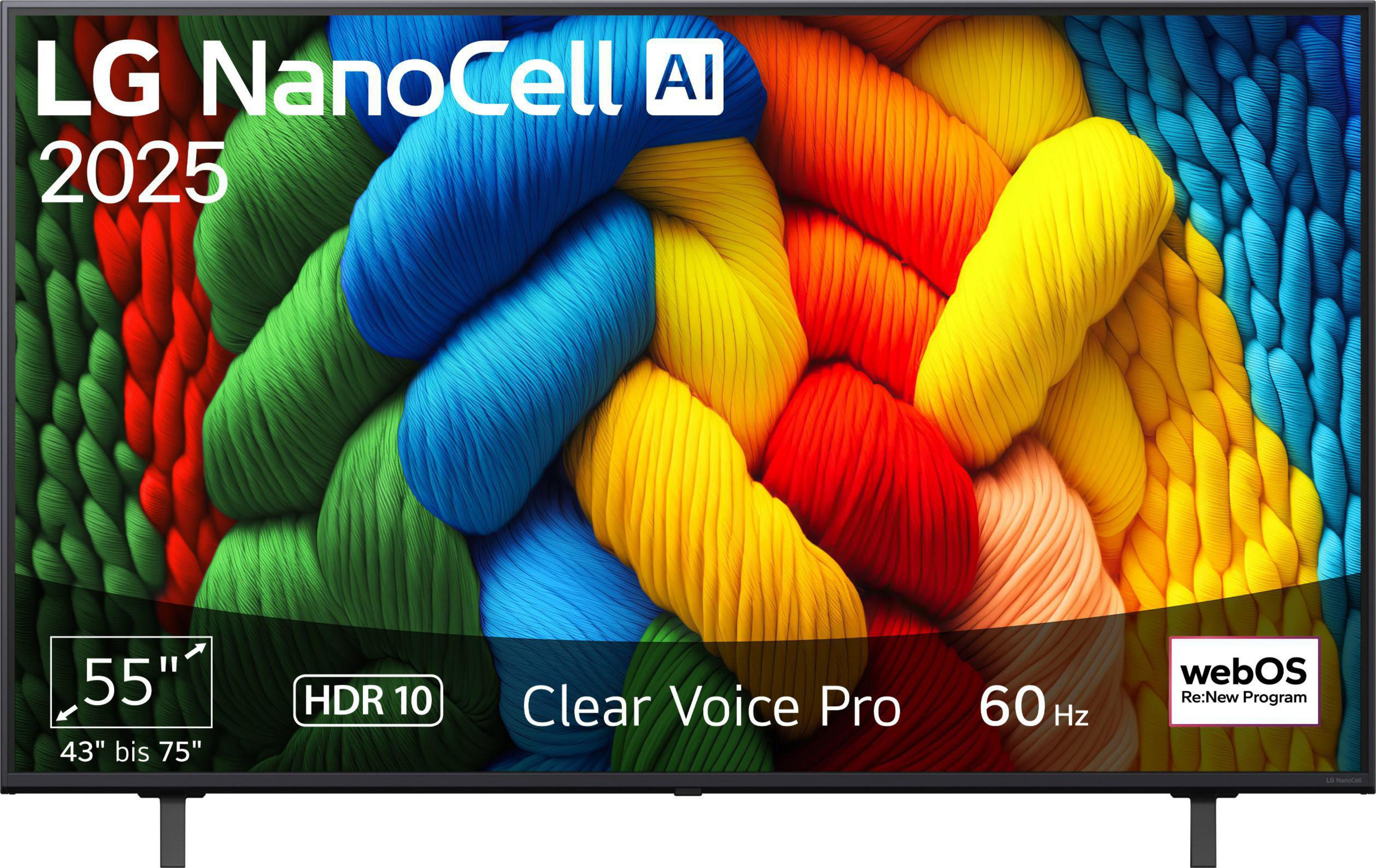 TV LG NanoCell con colores de hilo vibrantes. 55 pulgadas, HDR 10, 60 Hz.
