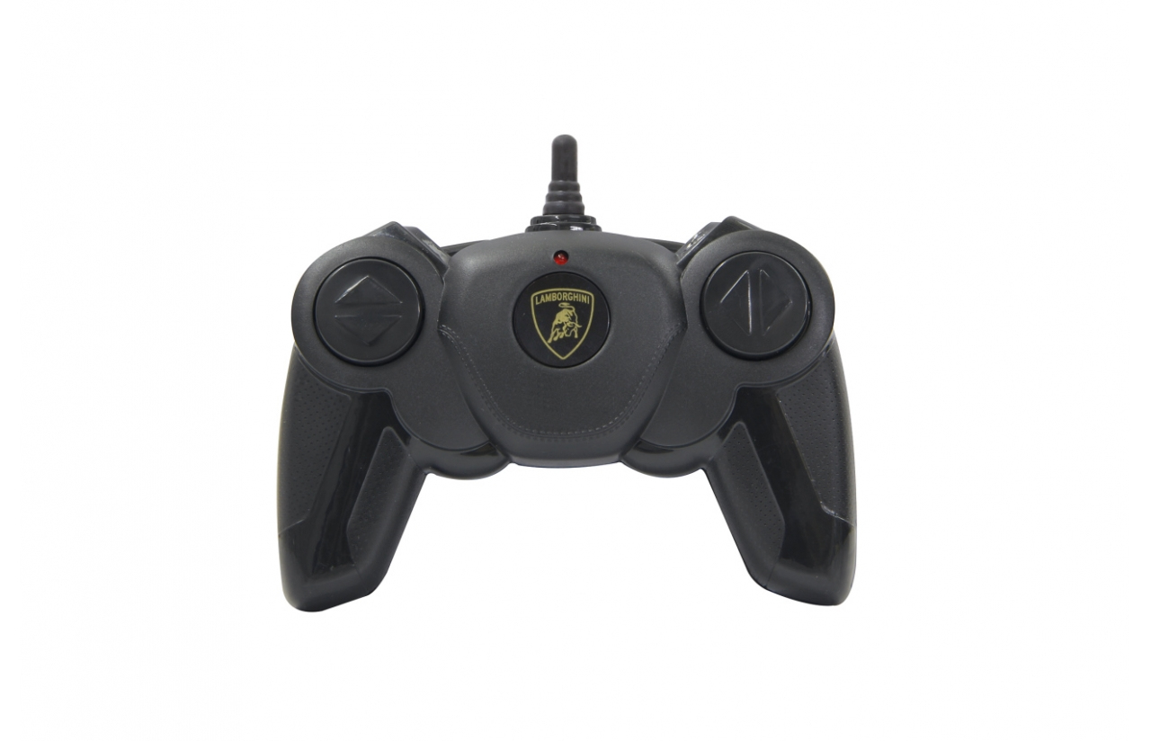 Schwarzer Lamborghini-Fernbedienungs-Controller mit Joysticks und rotem Licht.
