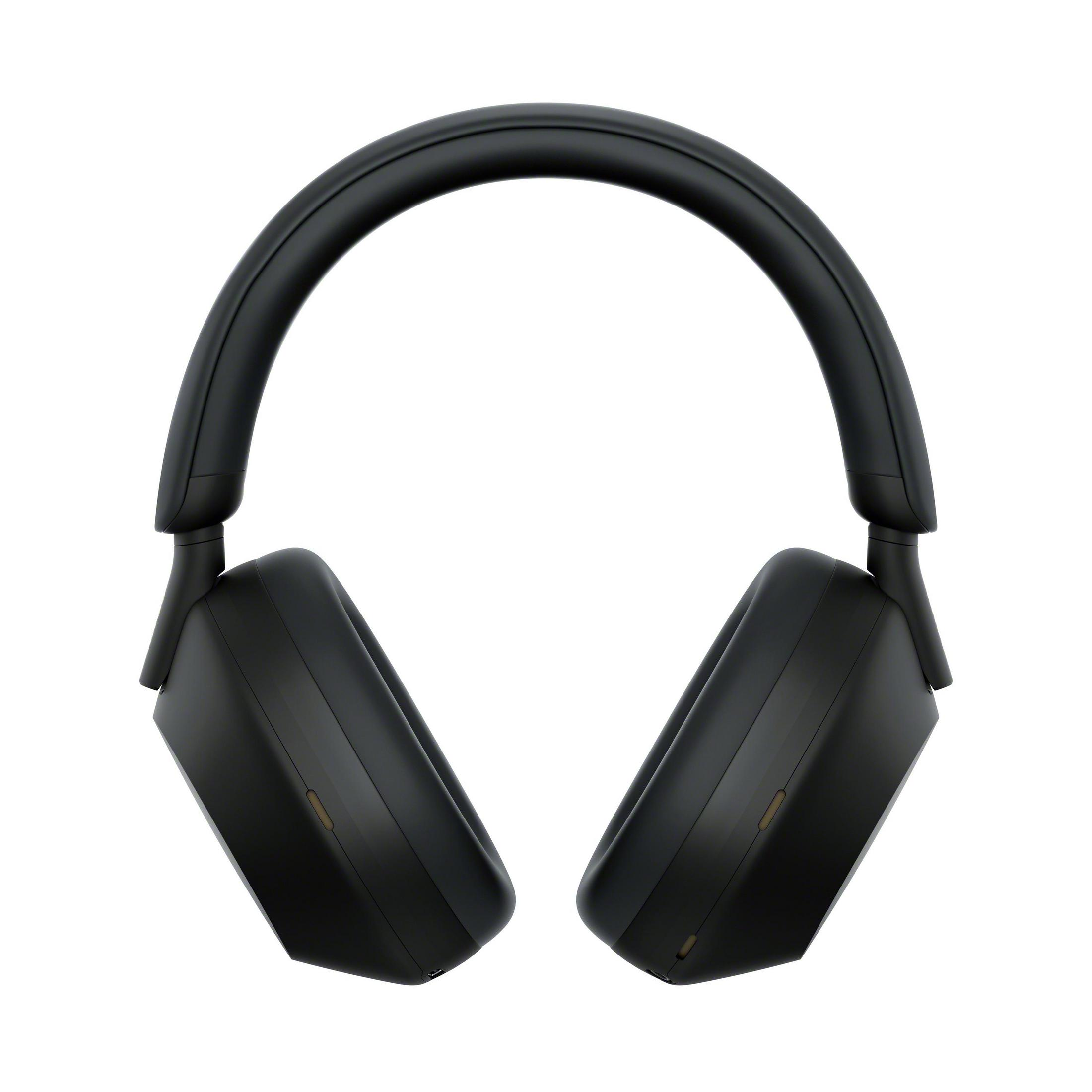 Schwarze Over-Ear-Kopfhörer mit Bügel und Ohrmuscheln, auf weißem Hintergrund.