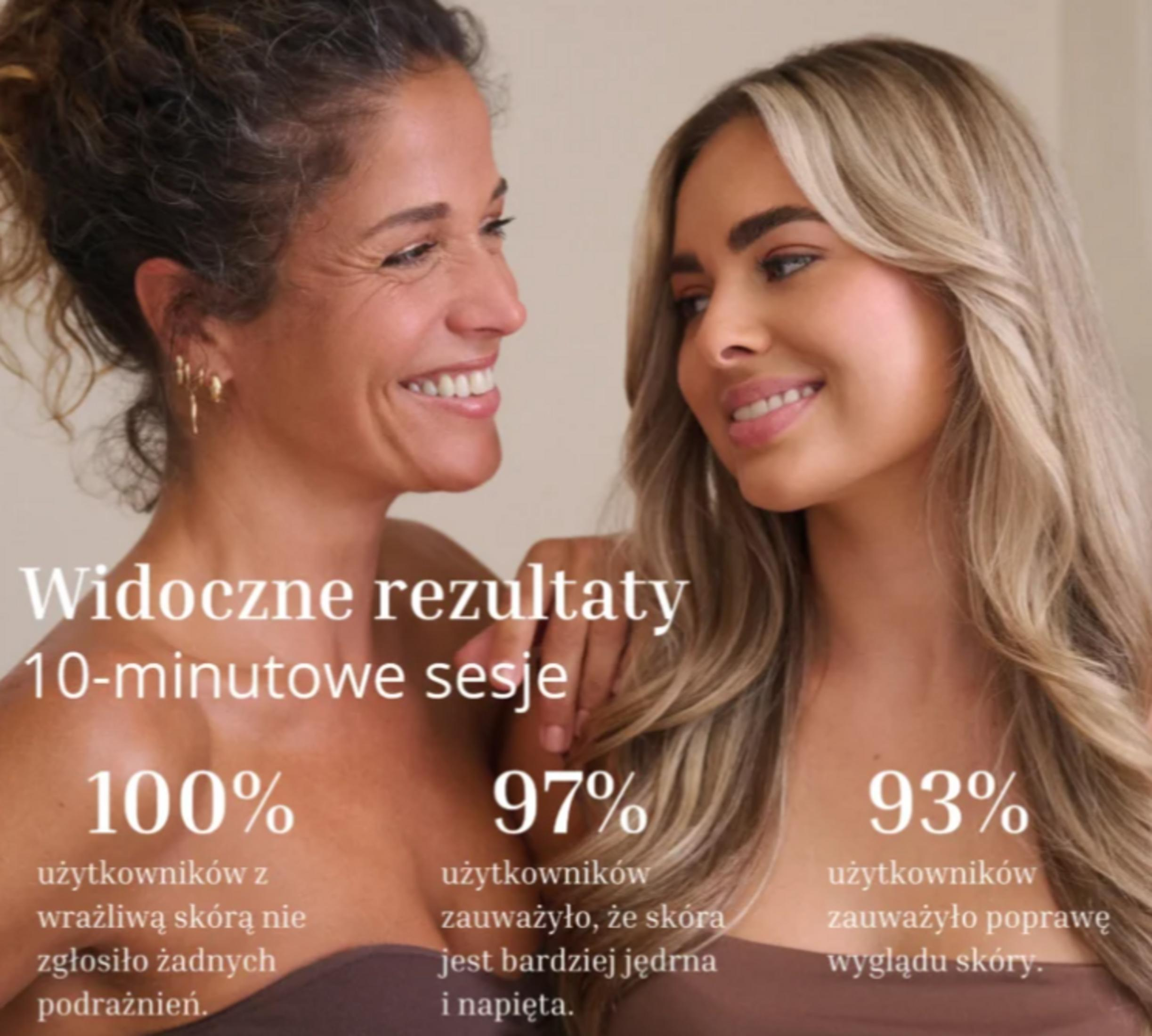 Due donne sorridono. Testo: Risultati visibili, sessioni da 10 minuti.