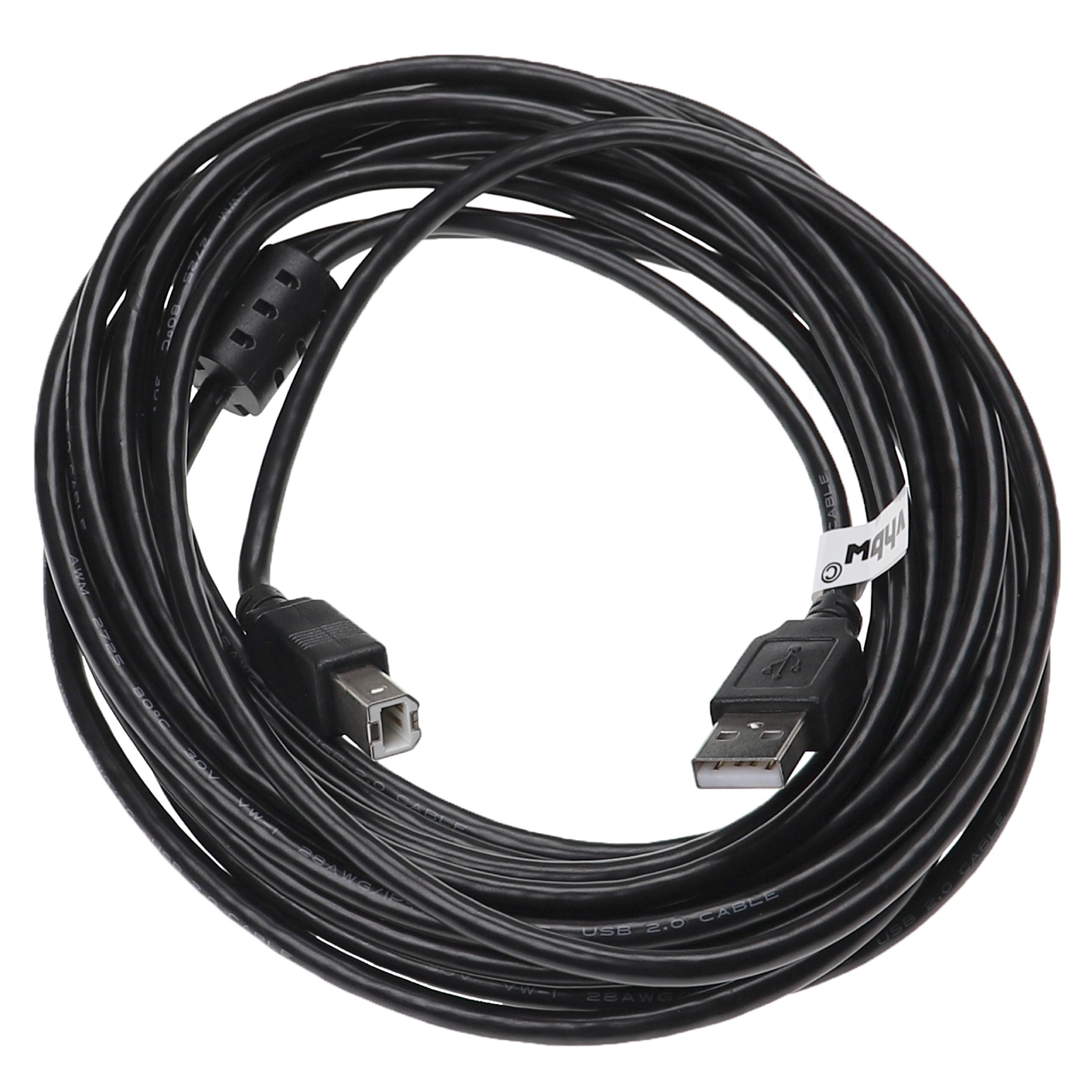 Ein schwarzes USB 2.0 Kabel mit zwei Anschlüssen, aufgerollt.