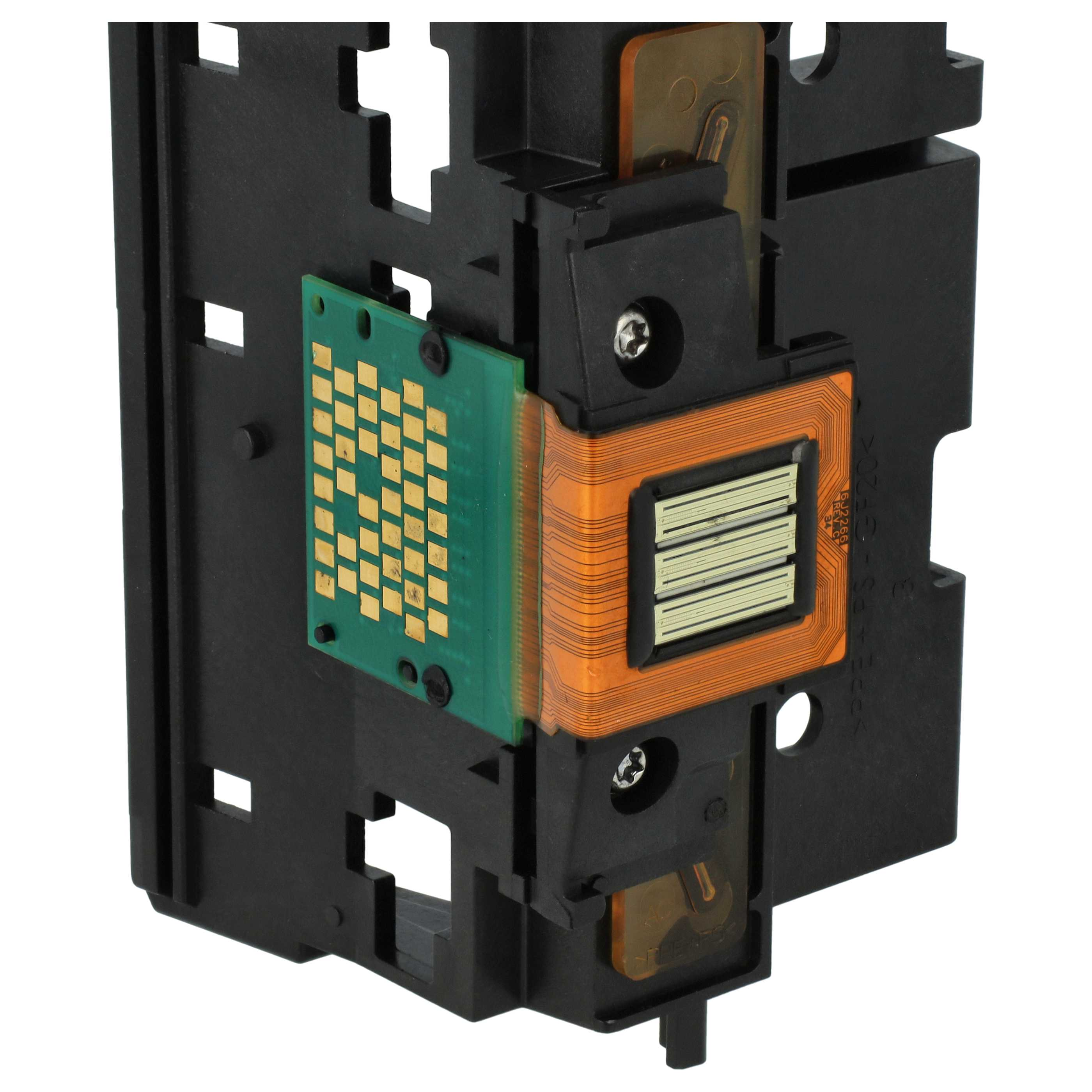 Nahaufnahme einer schwarzen elektronischen Komponente mit grüner Platine und Kupferverkabelung.