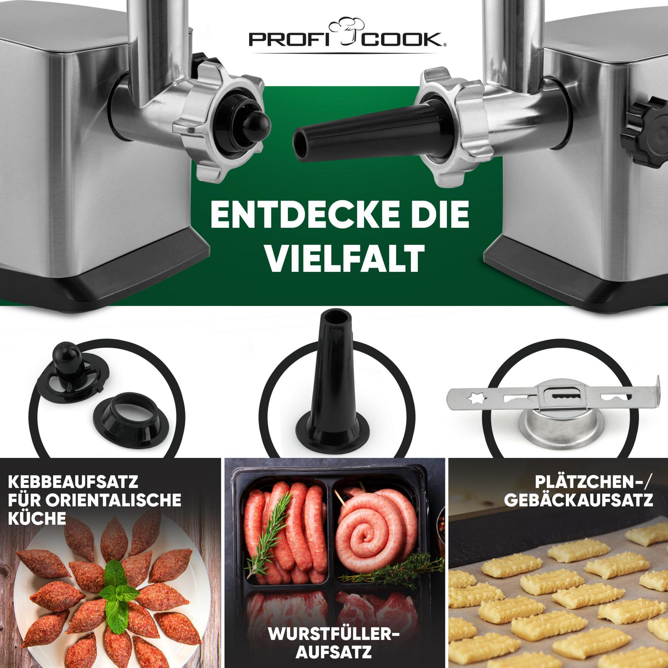 Accessori per tritacarne per kebbe, salsicce e biscotti, con parti del tritacarne.
