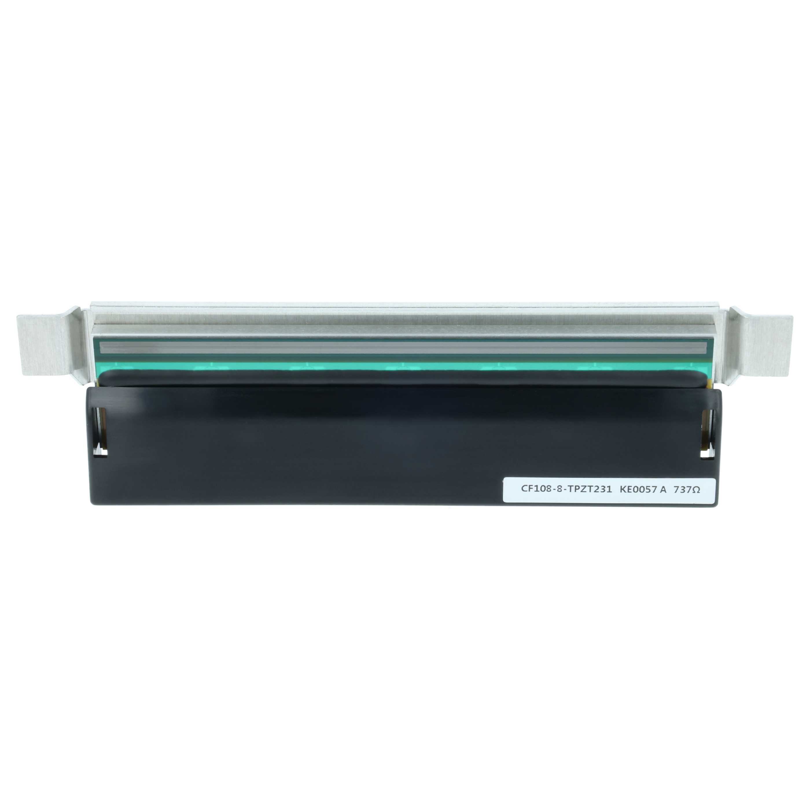 Silberner Metalldruckkopf mit schwarzer Basis und grüner Schaltung. Etikett: CF108-8-TPZT231 KE0057 A 737Ω.