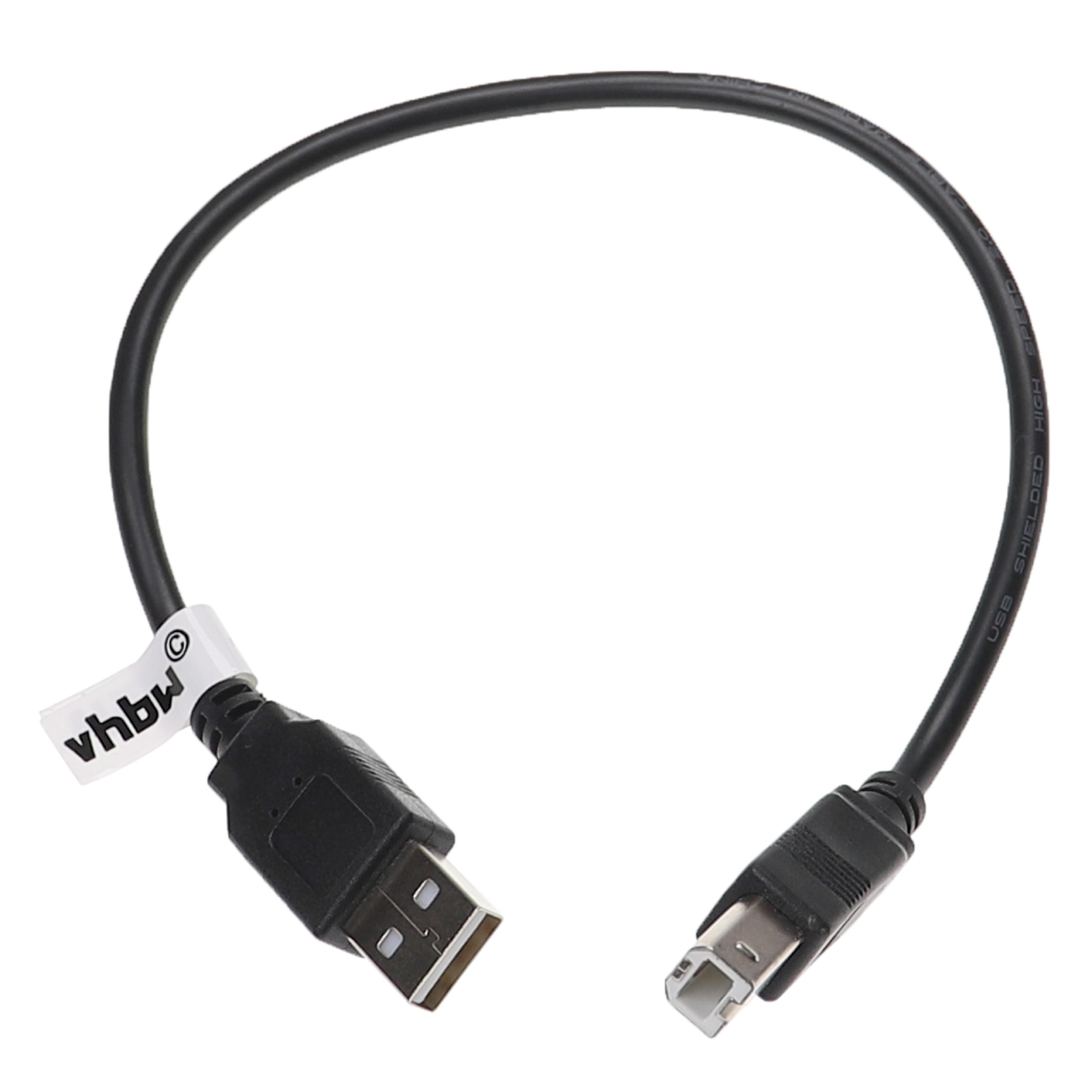 Ein schwarzes USB-Kabel mit einem Typ-A- und einem Typ-B-Stecker.