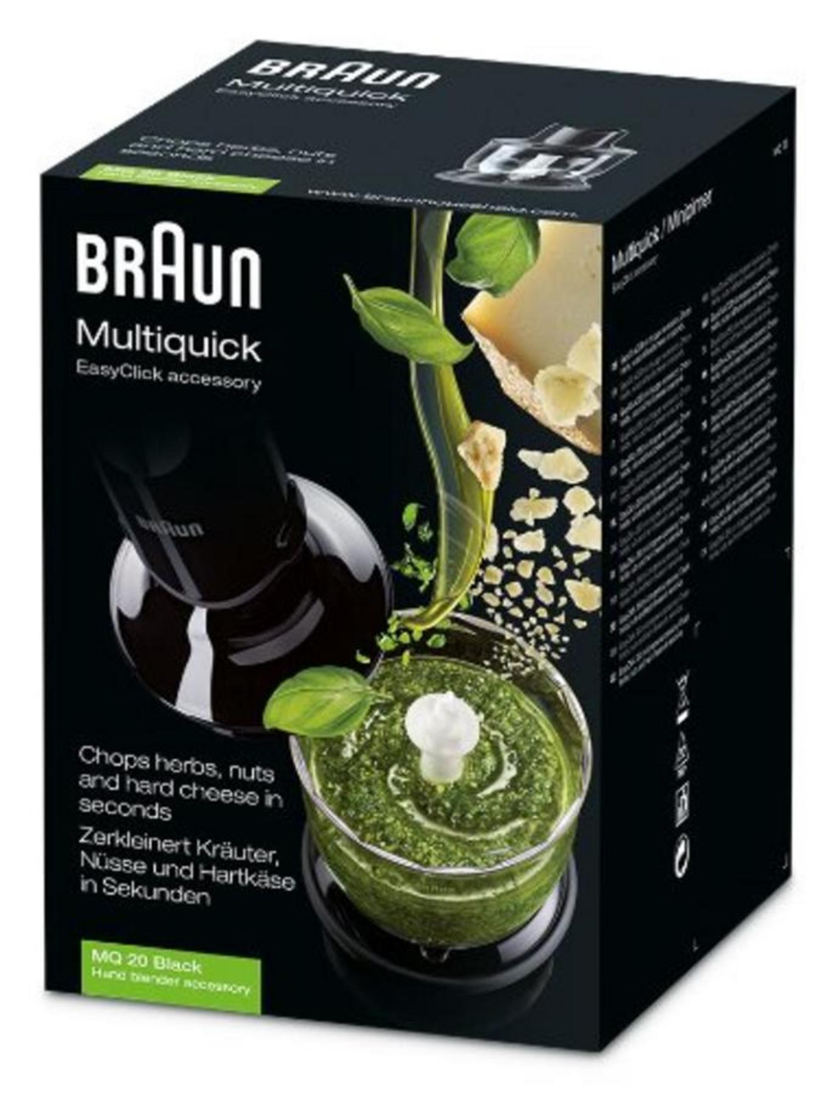 Picadora Braun Multiquick con hierbas, nueces y queso.