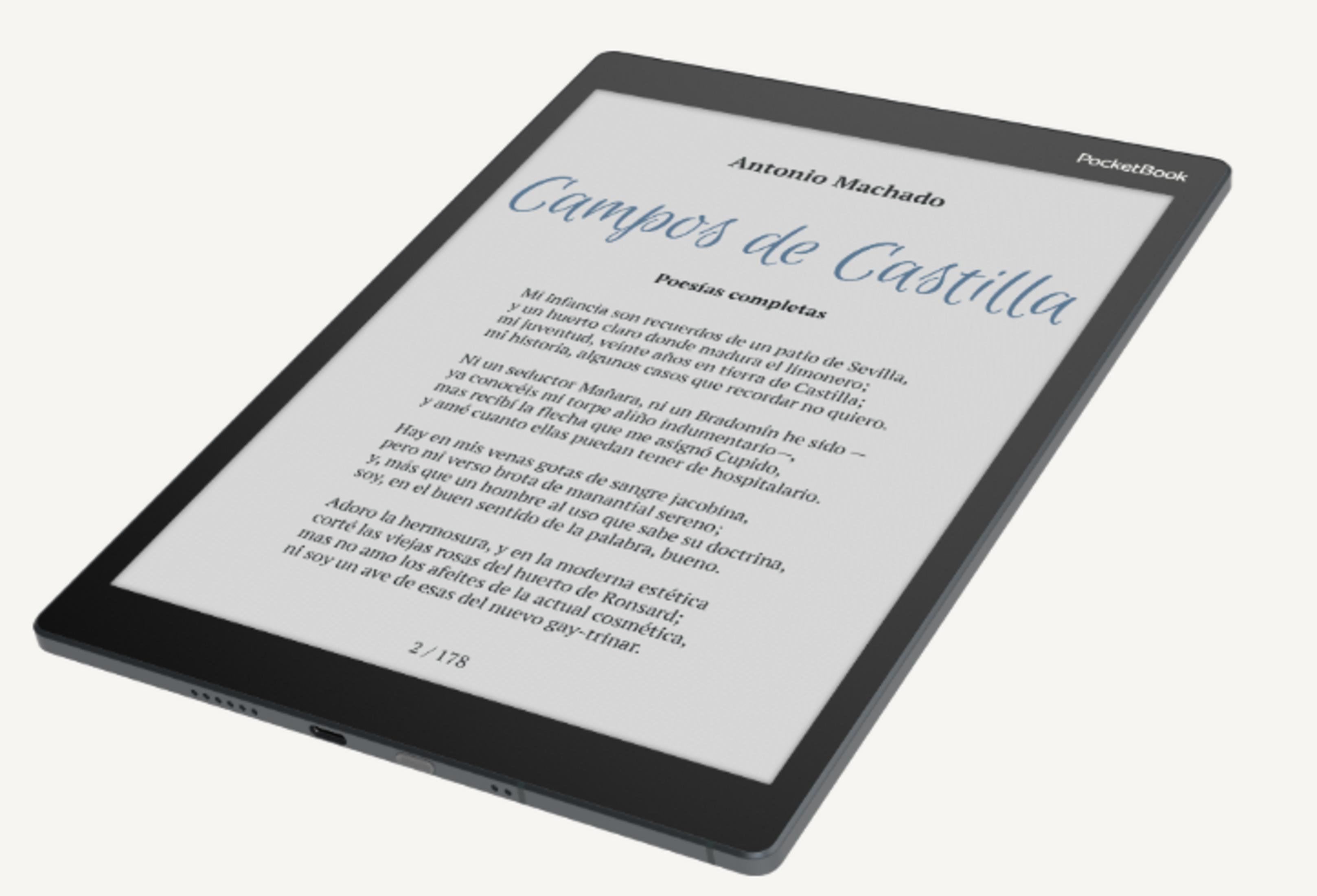 Ein E-Reader zeigt Antonio Machados Gedichtband "Campos de Castilla" an.