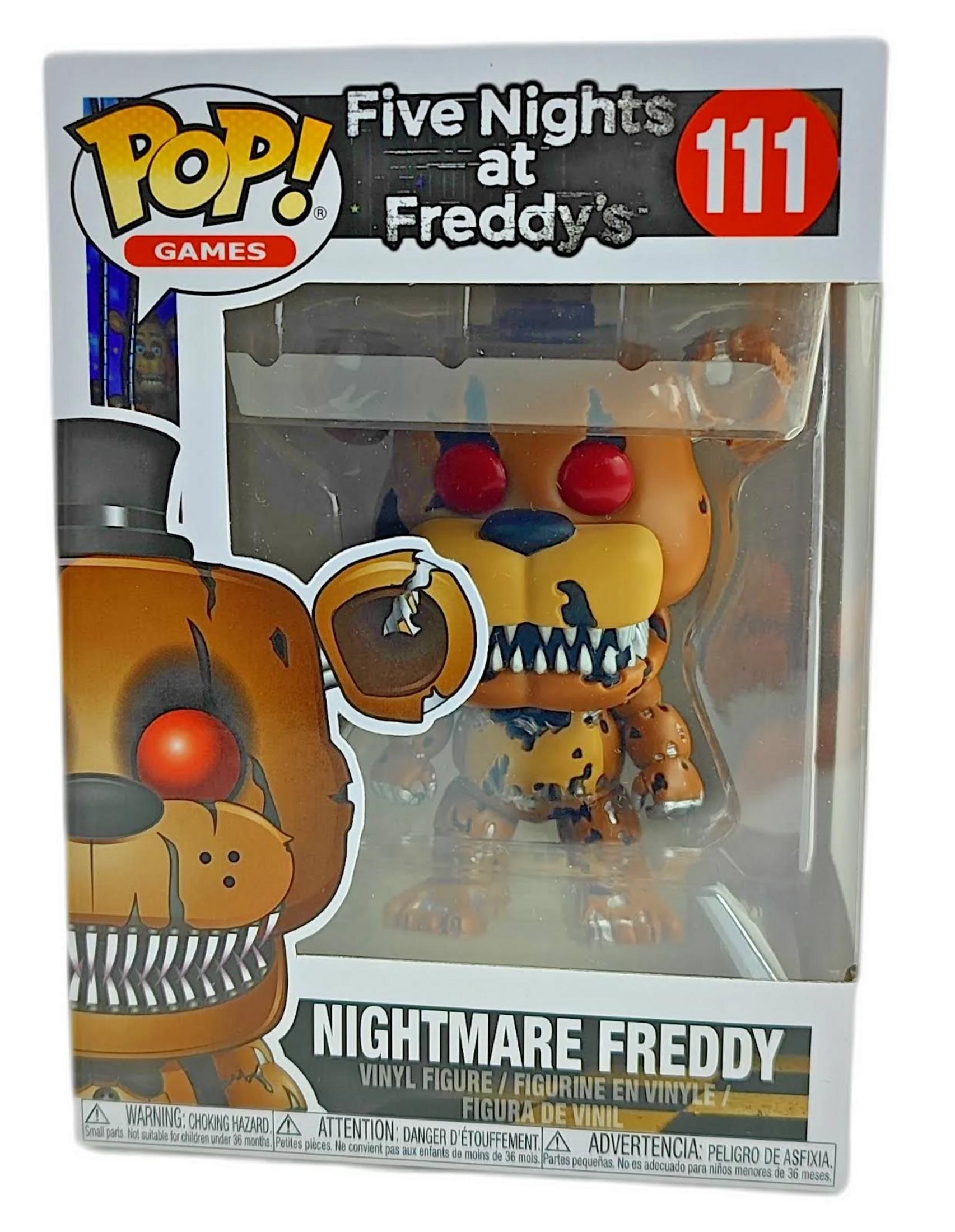 Una figura Funko Pop! di Nightmare Freddy nella sua scatola originale, numero 111.