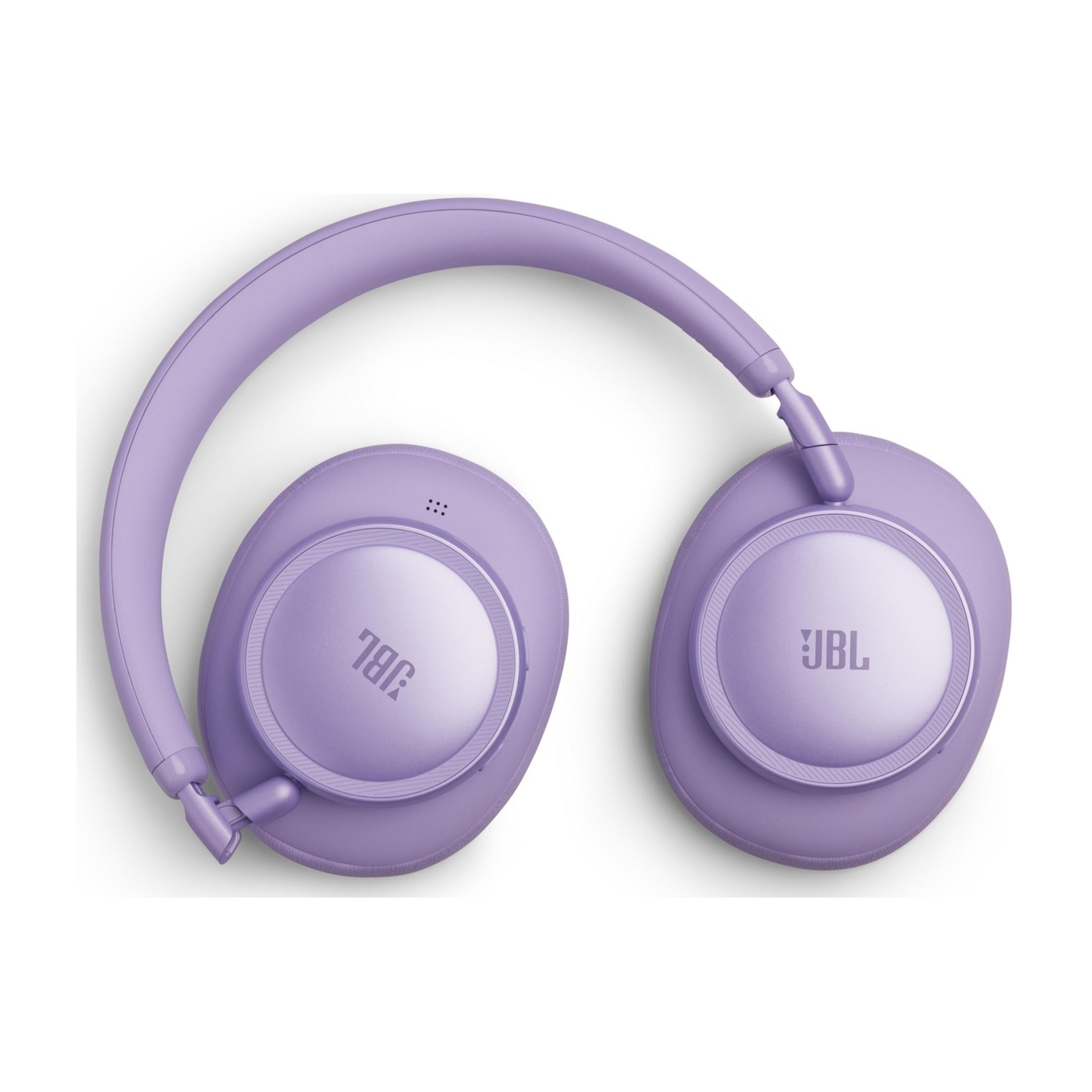Cuffie JBL viola con archetto sovraurale e padiglioni.