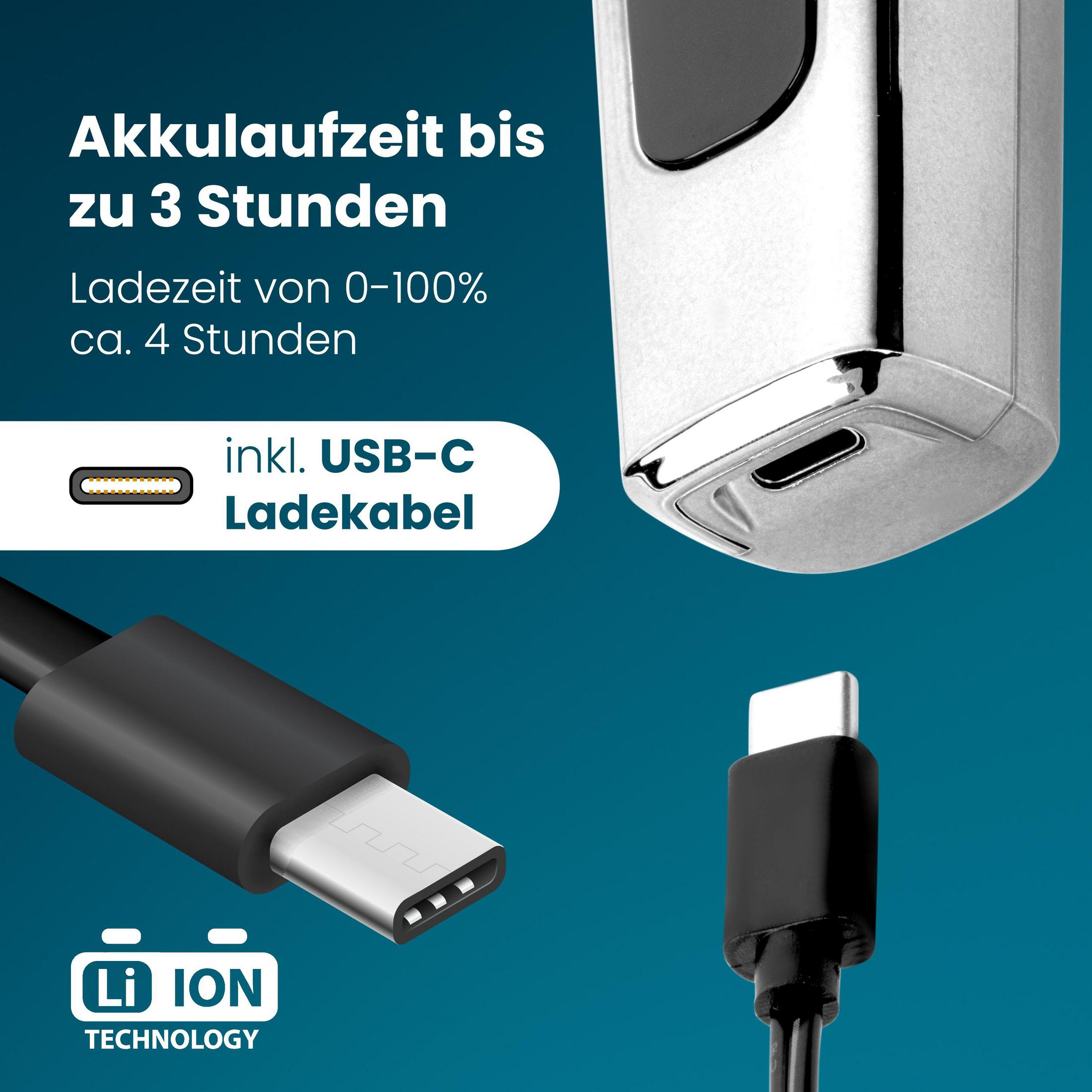Primo piano di un cavo di ricarica USB-C e di un dispositivo con info batteria.