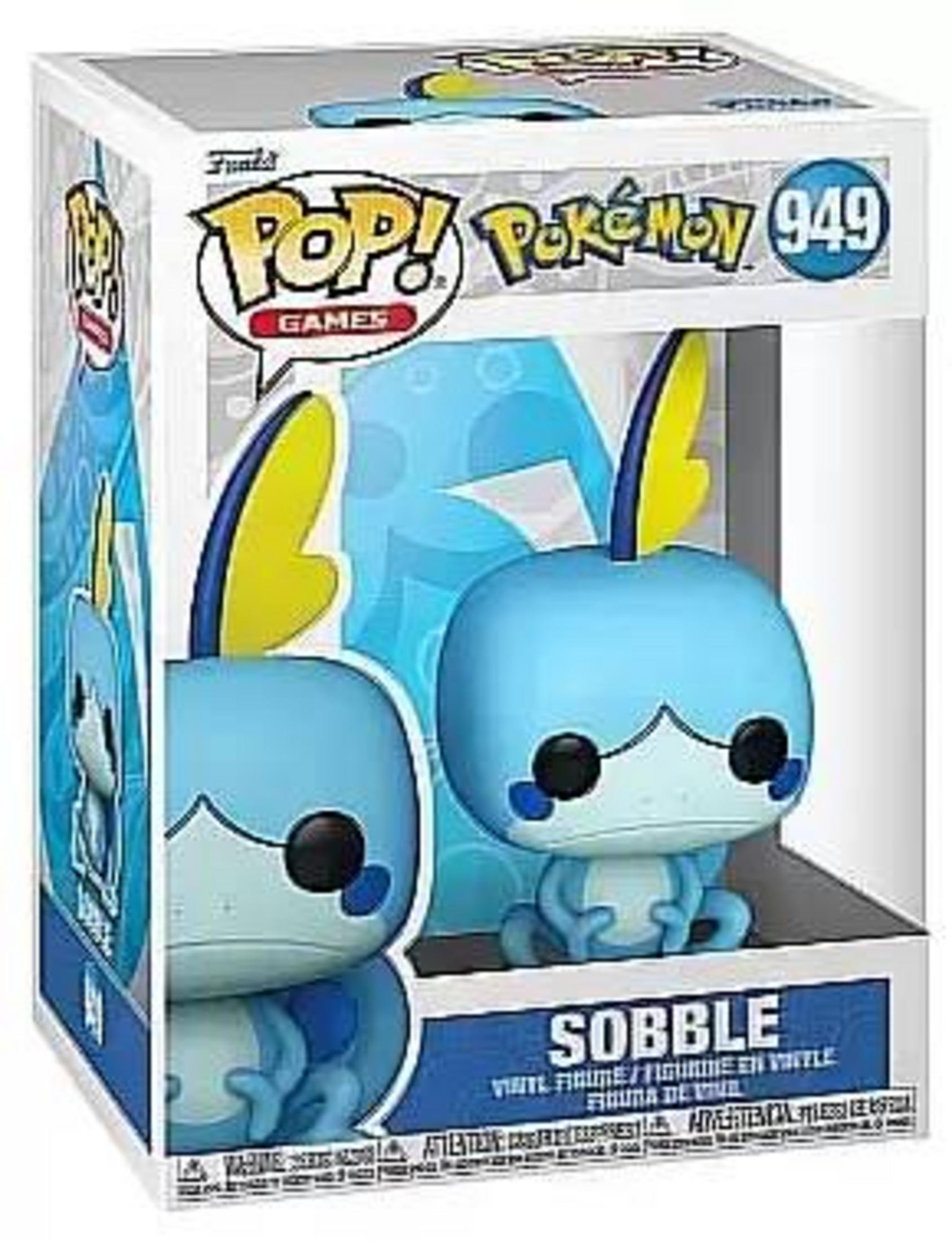 Funko Pop Vinyl Figur von Sobble aus Pokémon in einer Box.