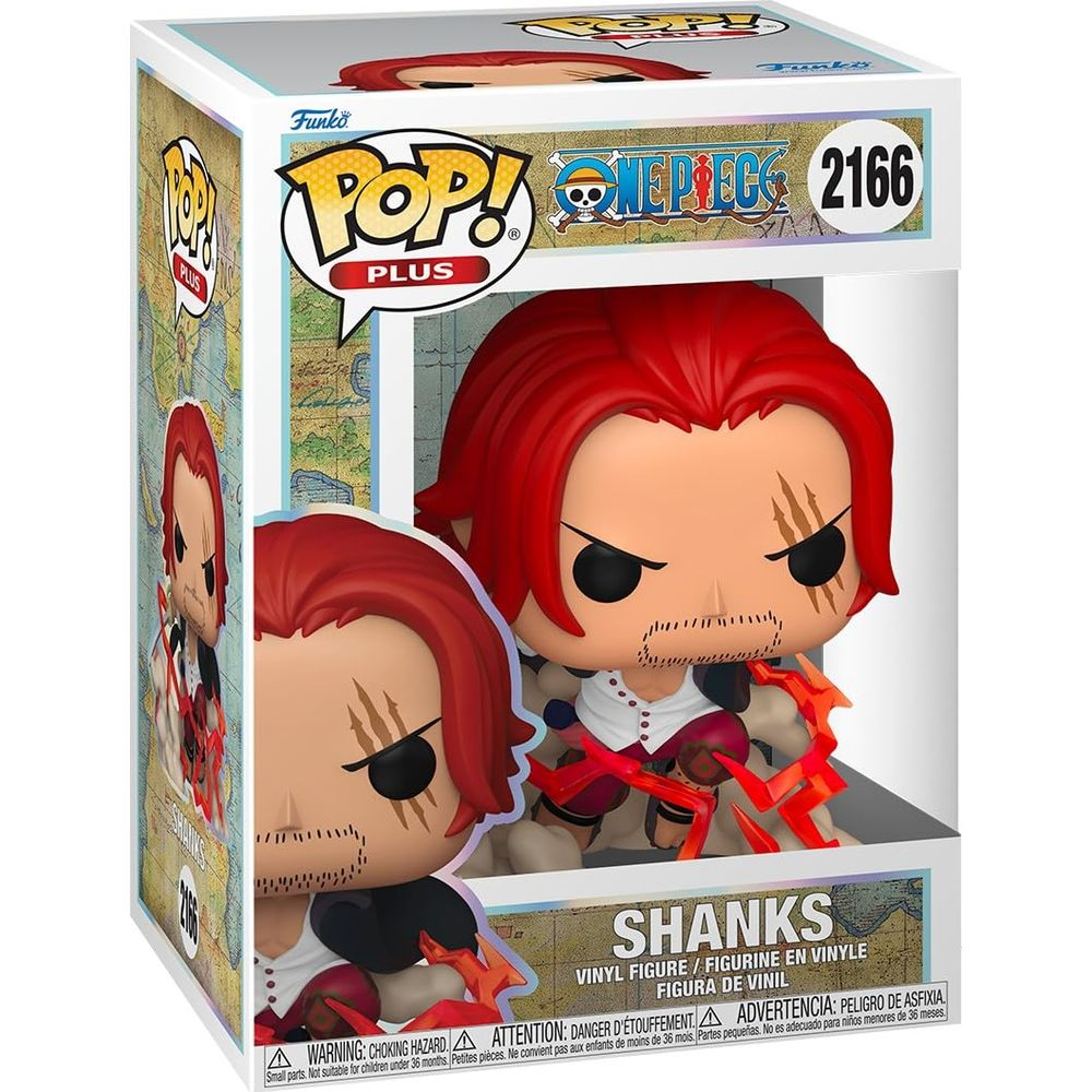 Figura Funko Pop! de vinilo de Shanks de One Piece, con pelo rojo y cicatrices.